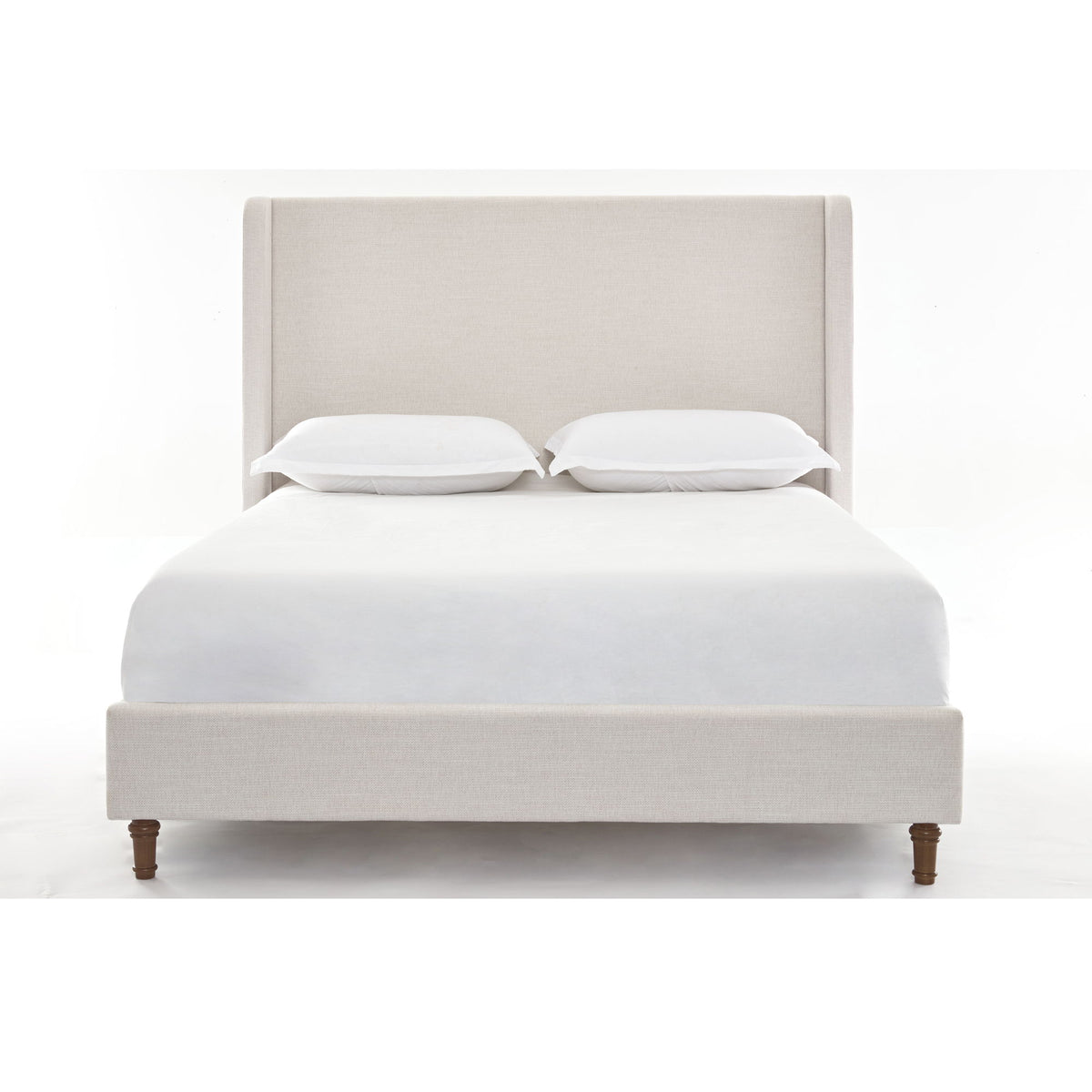 Hayden - King Size Upholstered Wingback Bed With And Tall 54" Headboard - Ivory