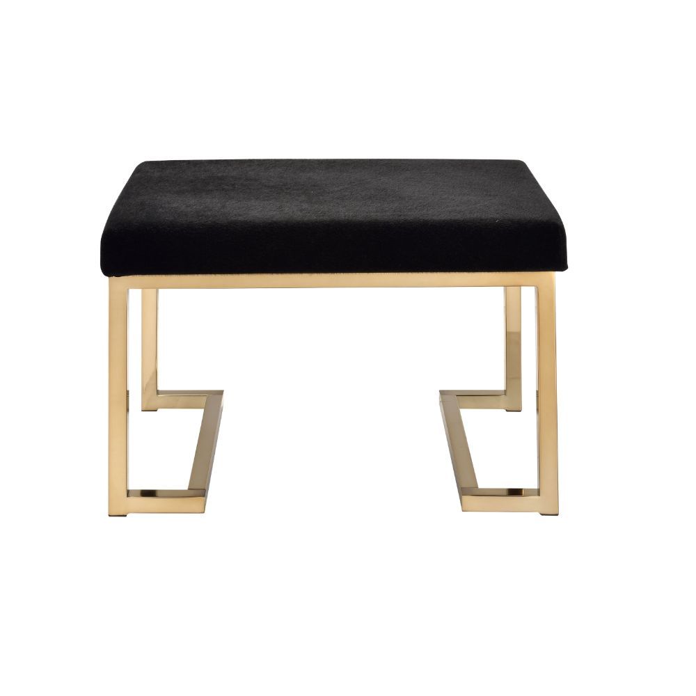 ACME Boice - Ottoman - Black Fabric & Champagne | Meri Furniture