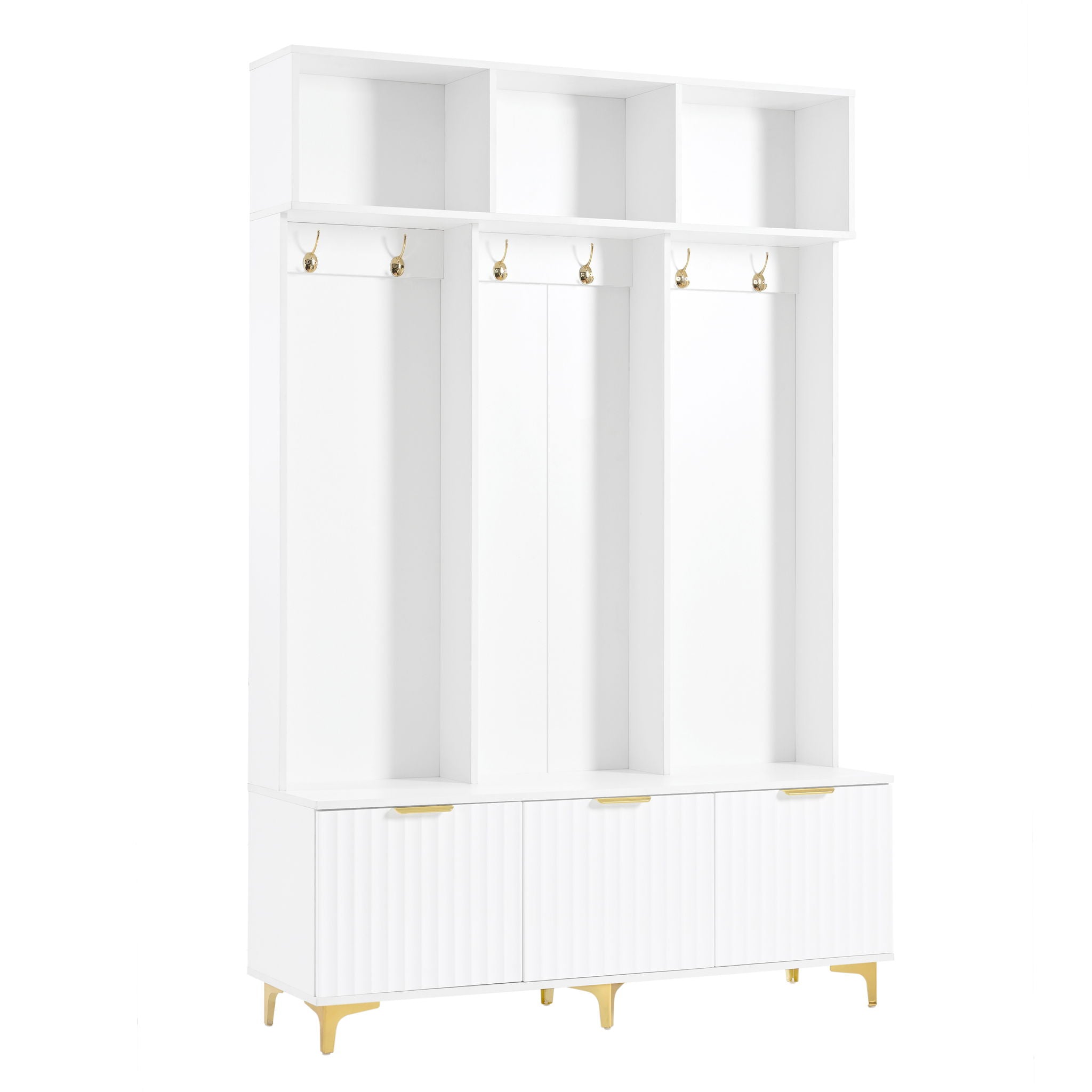 Modern Large Storage Hall Tree With Bench, 6 Hooks