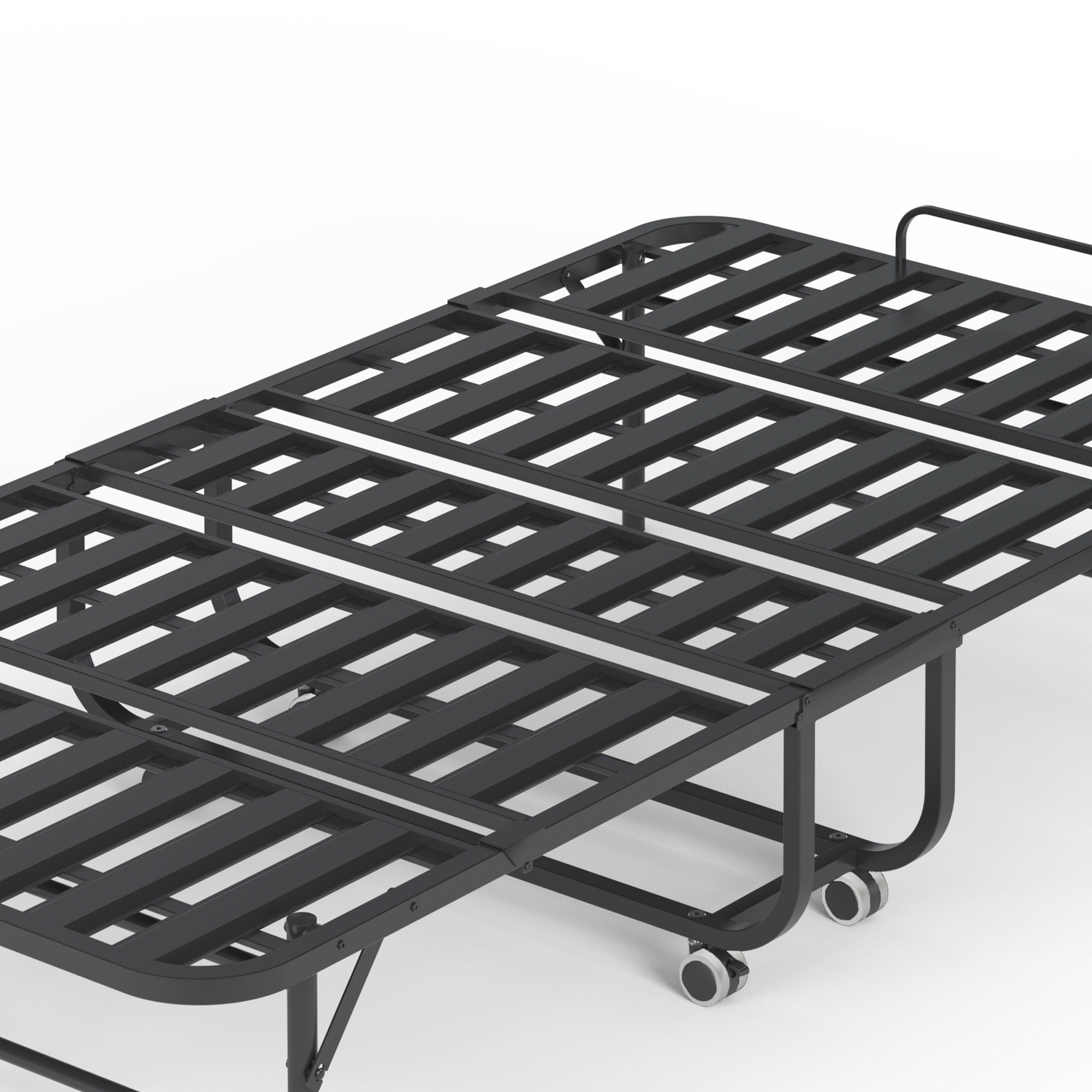 Twin Folding Bed With Memory Foam Mattress Portable Rollaway Bed Sturdy Metal Frame - Brushed Nickel