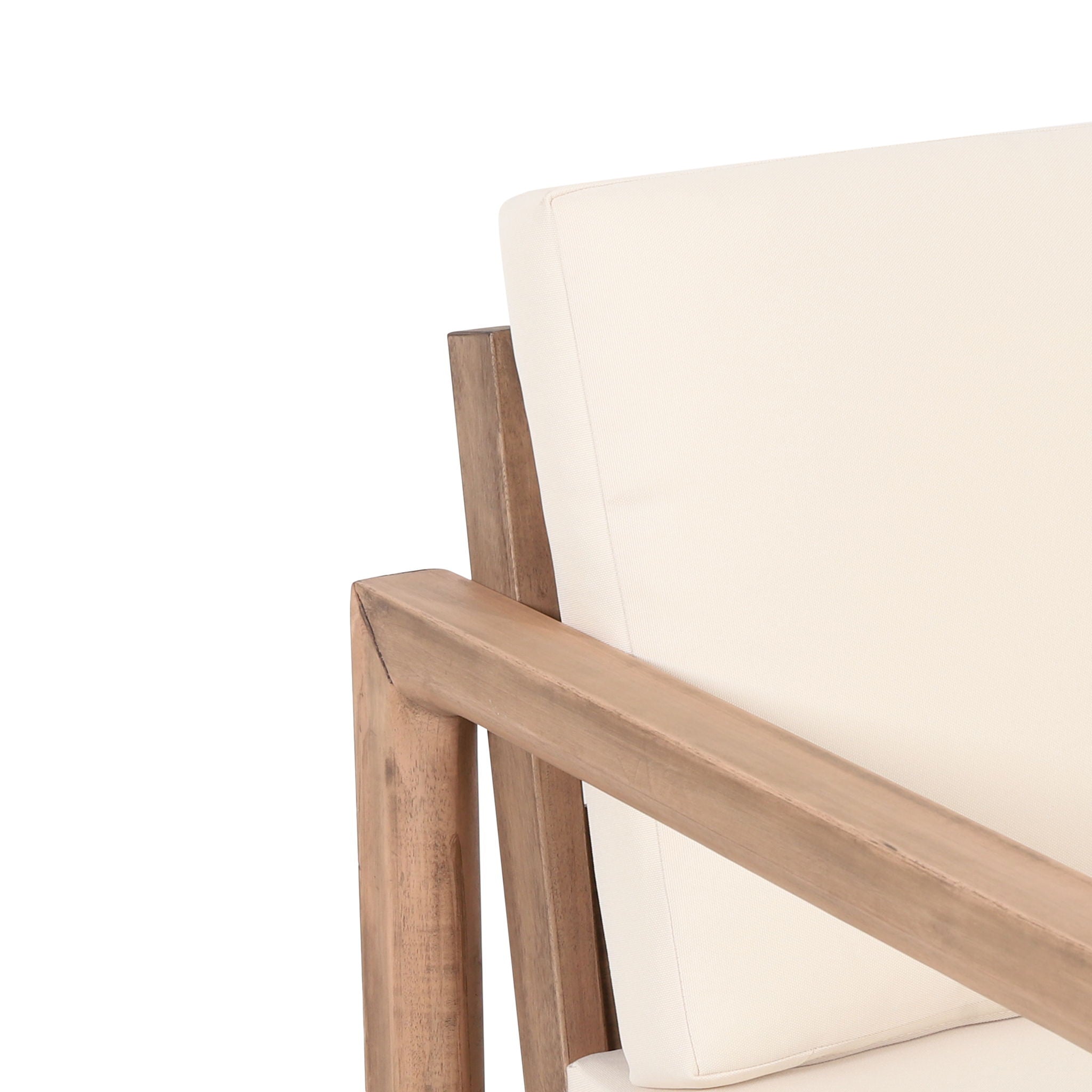 4 Pieces Acacia Wood Patio Furniture Set, Outdoor Furniture With Coffee Table, Patio Conversation Set Deep Seating With Soft Cushion, Porch Chairs For Backyard Porch Balcony - Brown Wash / Beige