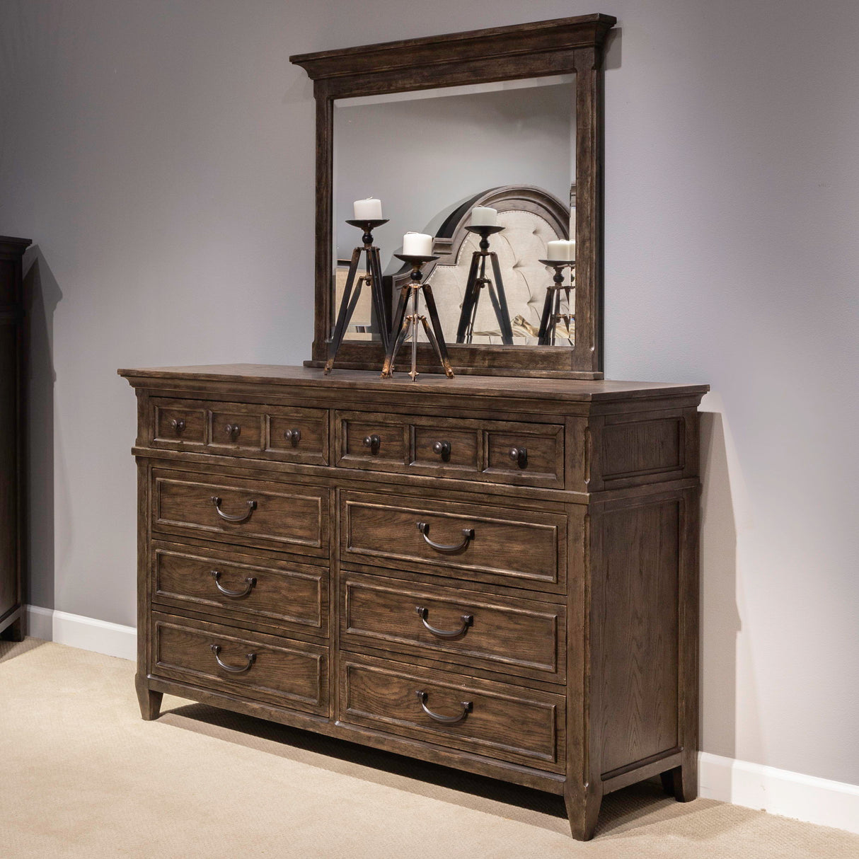 Paradise Valley - Dresser & Mirror - Dark Brown