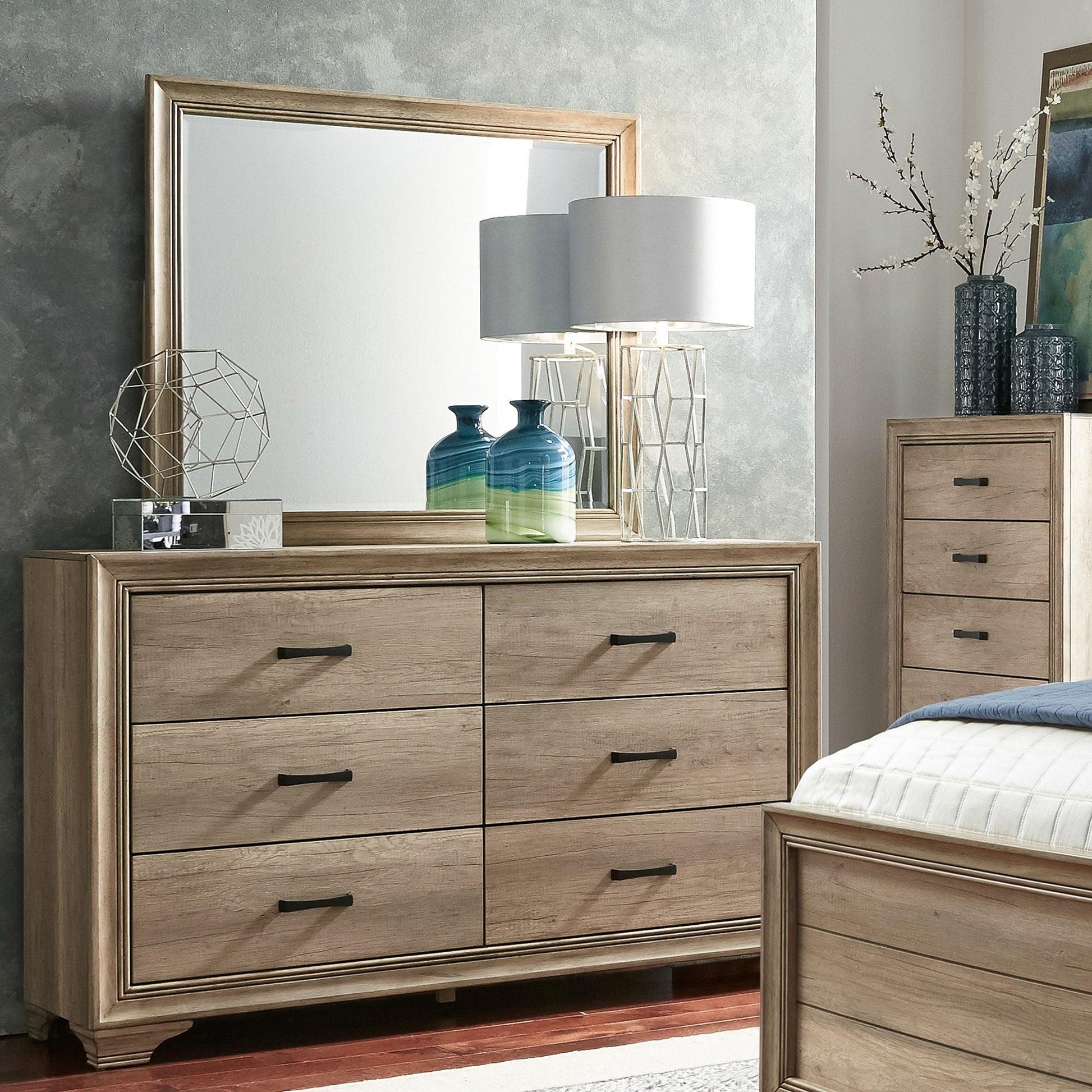 Liberty Furniture Sun Valley - Dresser & Mirror - Light Brown | Meri Furniture
