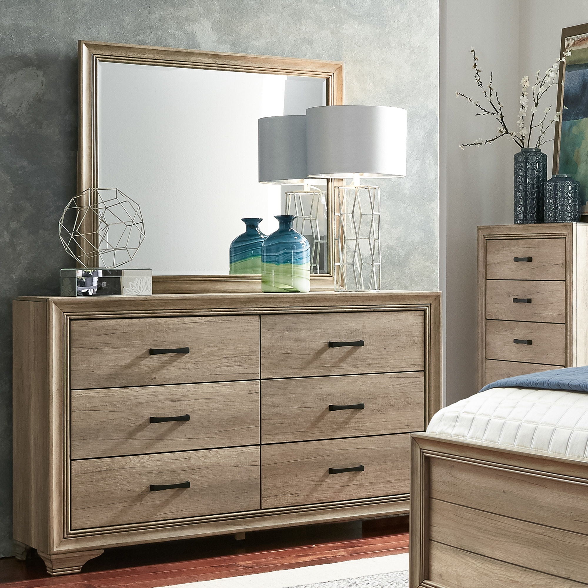Liberty Furniture Sun Valley - Dresser & Mirror - Light Brown | Meri Furniture