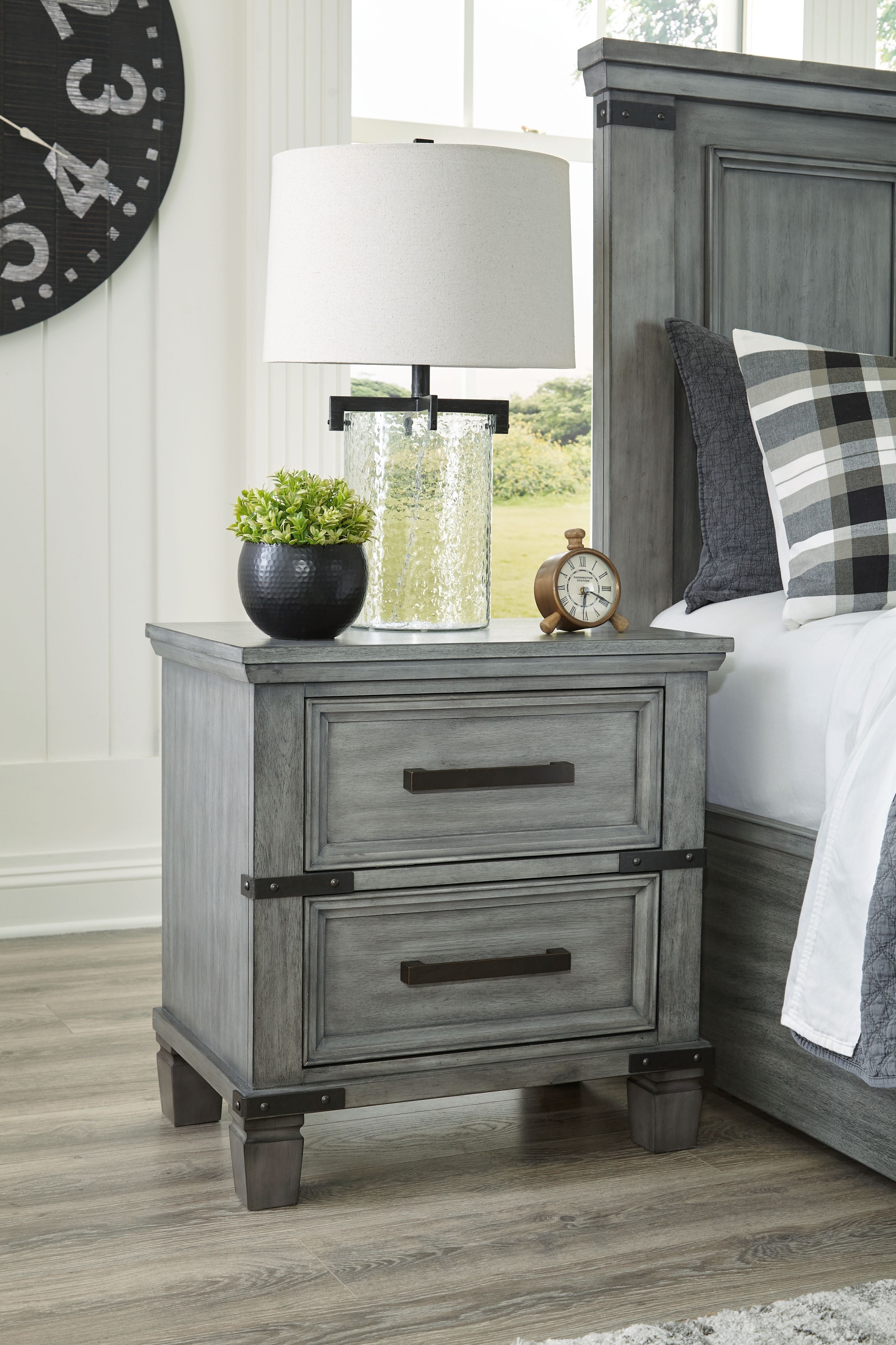 Signature Design by Ashley® Russelyn - Gray - Two Drawer Night Stand | Meri Furniture