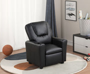 Marisa 23"W Black PU Leather Kids Recliner Chair with Cupholder