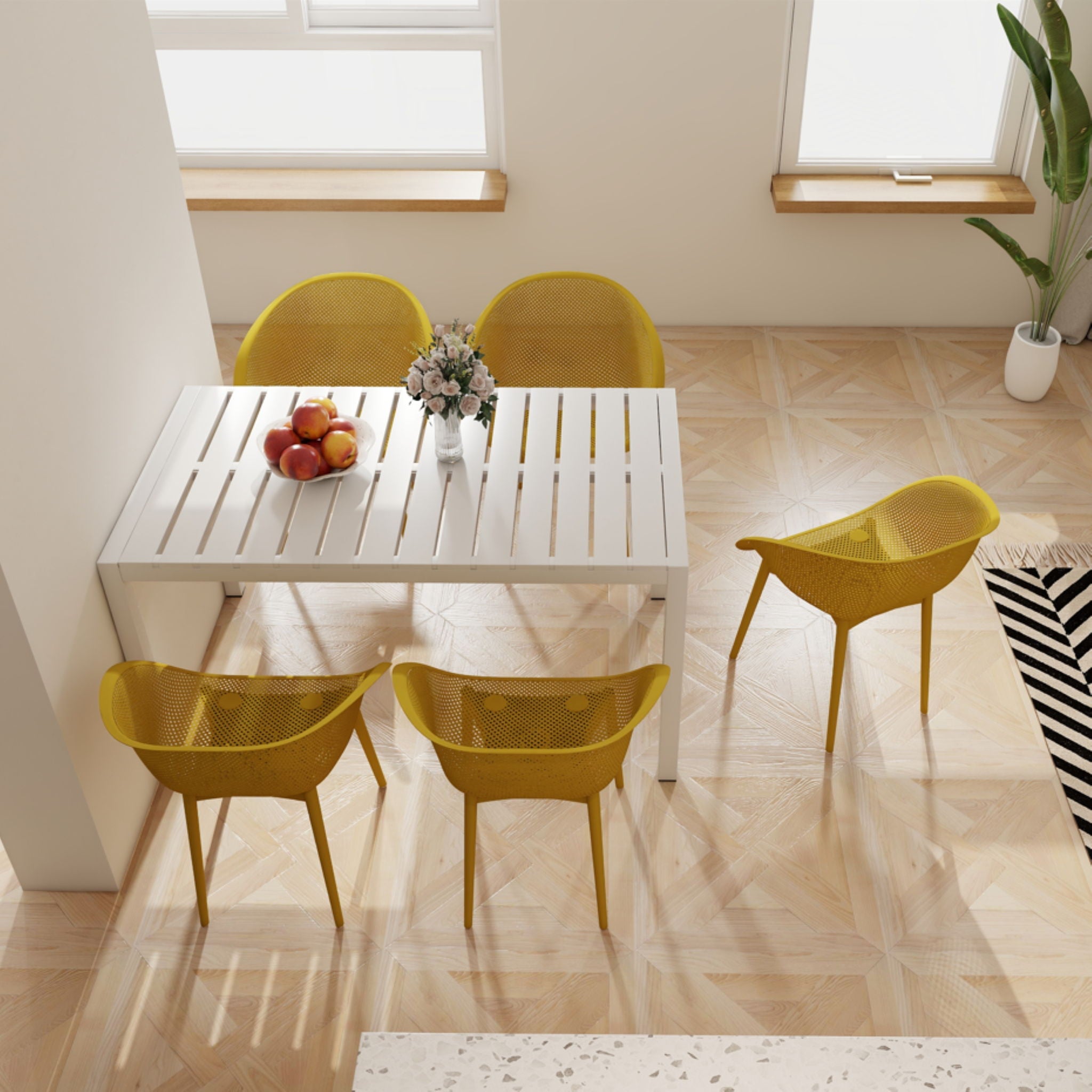 4 Pack Lounge Chair Set With Long Table