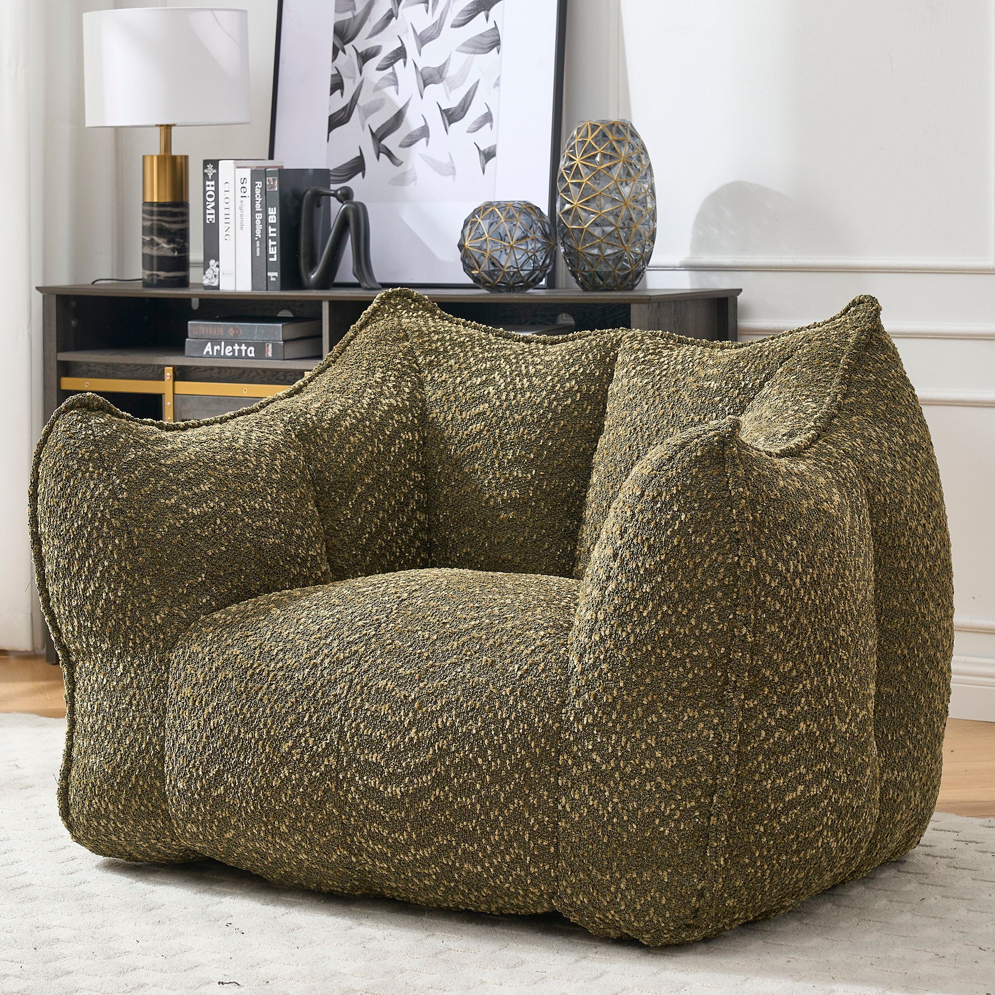 Comfortable Chenille Sofa Chairs With Highly Resilient Foam For Living Rooms And Bedrooms