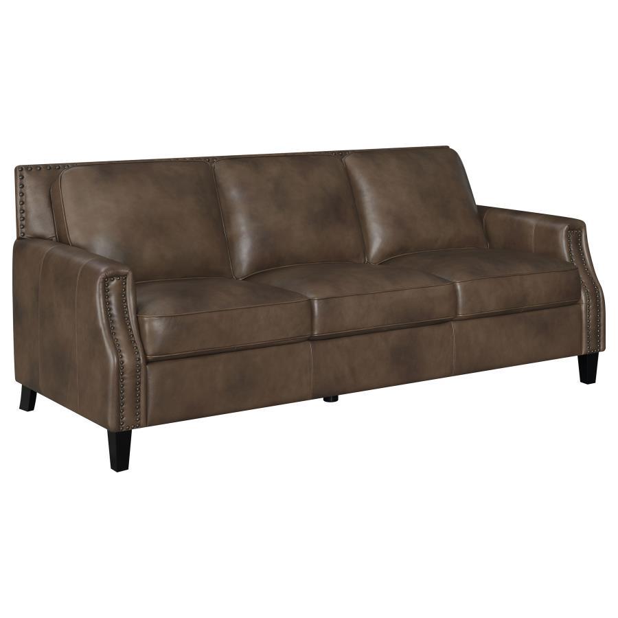 Leaton - Upholstered Recessed Arm Sofa - Brown Sugar