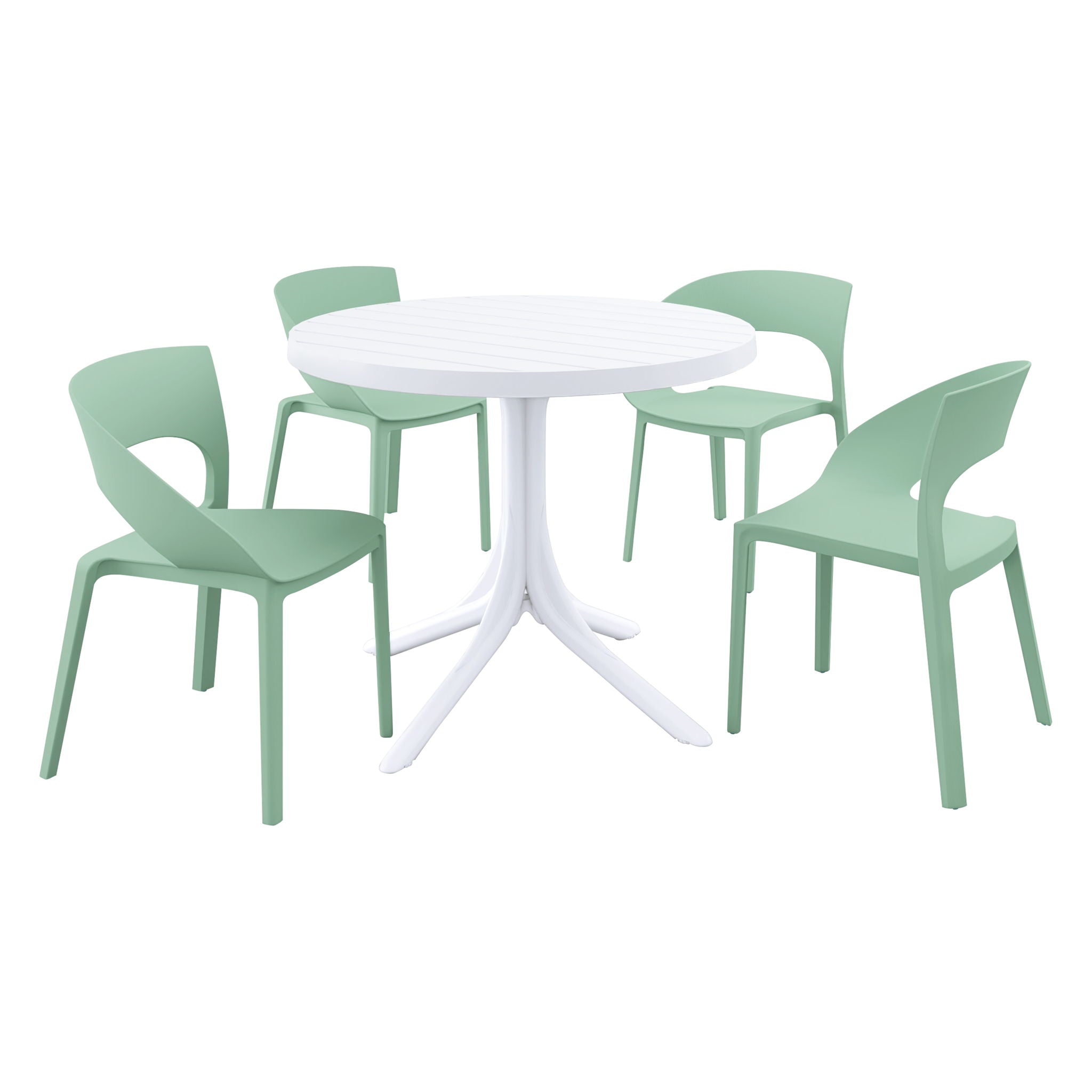 4 Piece Set Of Modern Designed Single Chairs With Round Table