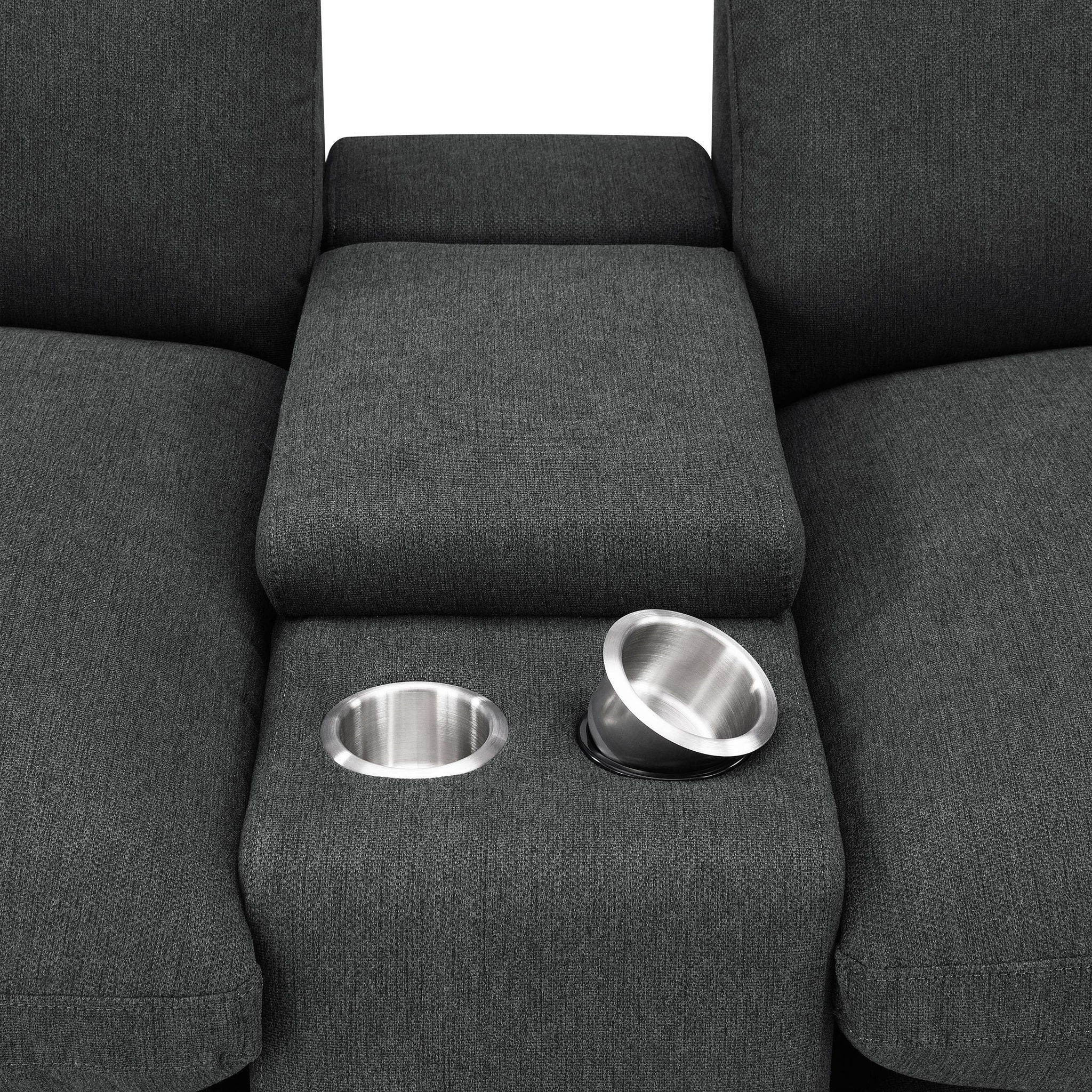 Collins Upholstered Modular Storage Console Dark Grey