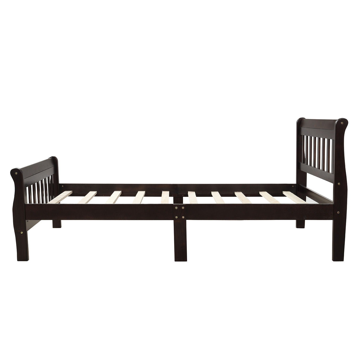 Platform Bed, Mattress Foundation Sleigh Bed With Headboard, Footboard, Slat Support