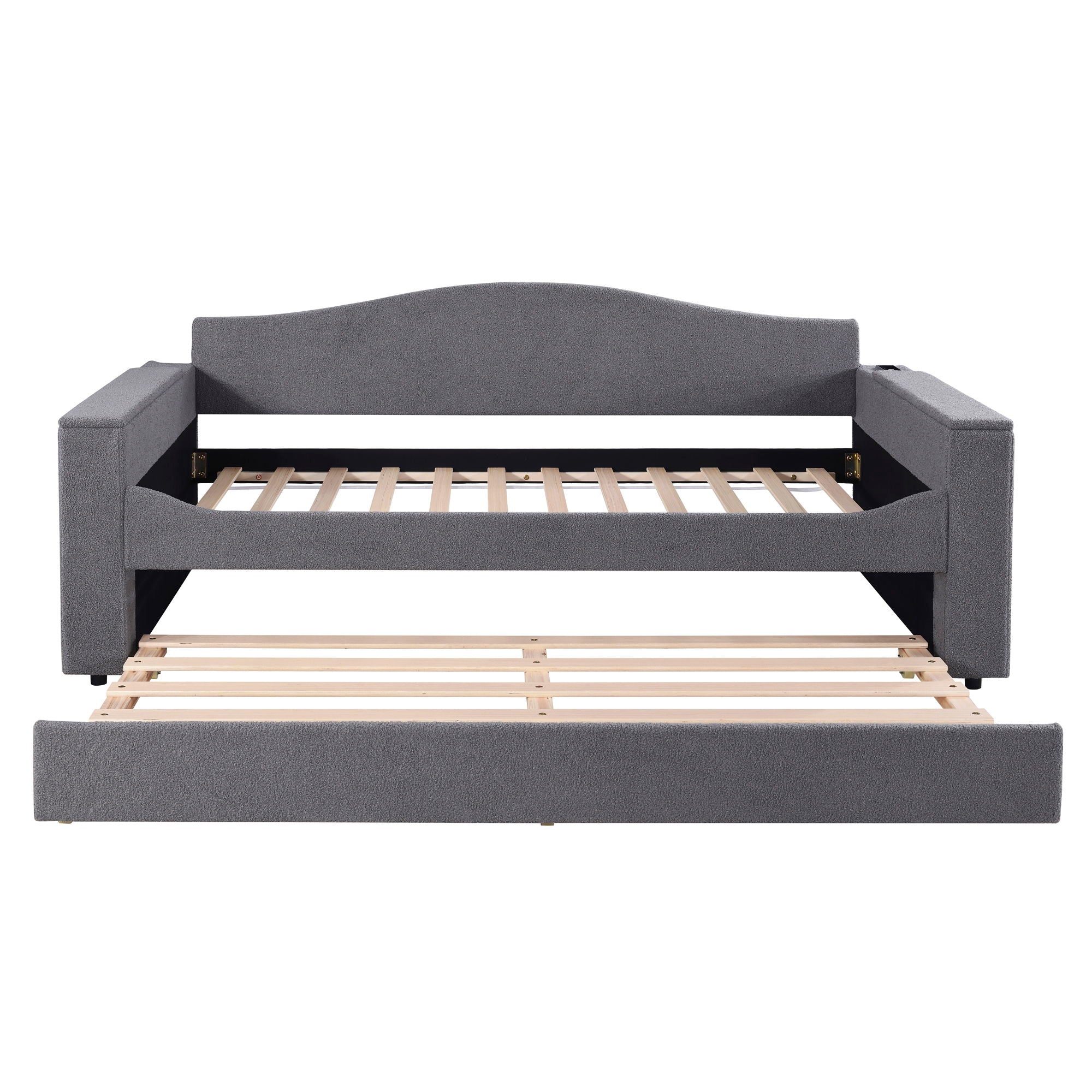 Upholstered Daybed With Storage Armrests, Trundle And Latest Integrated Bluetooth Audio System