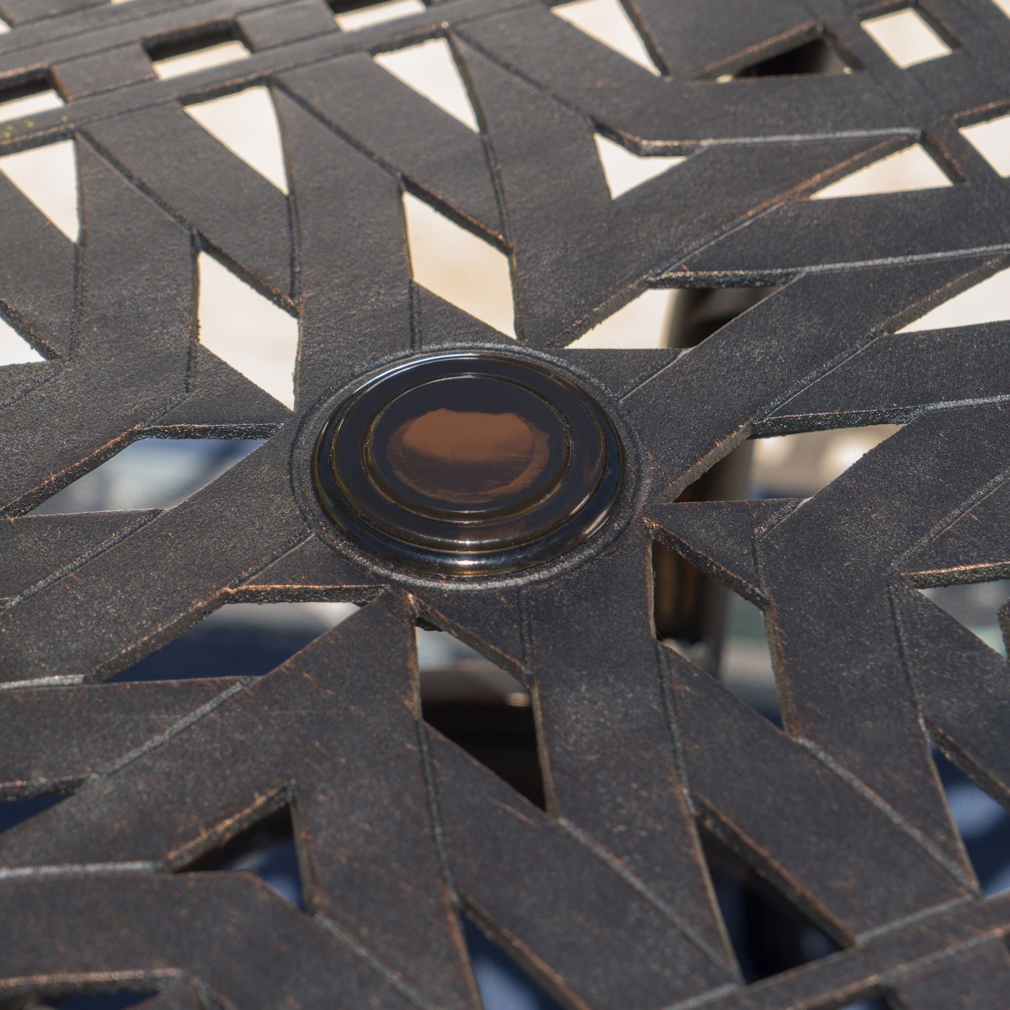 Enchantia - Outdoor Square Dining Table With Weave Tabletop And Flared Legs - Copper