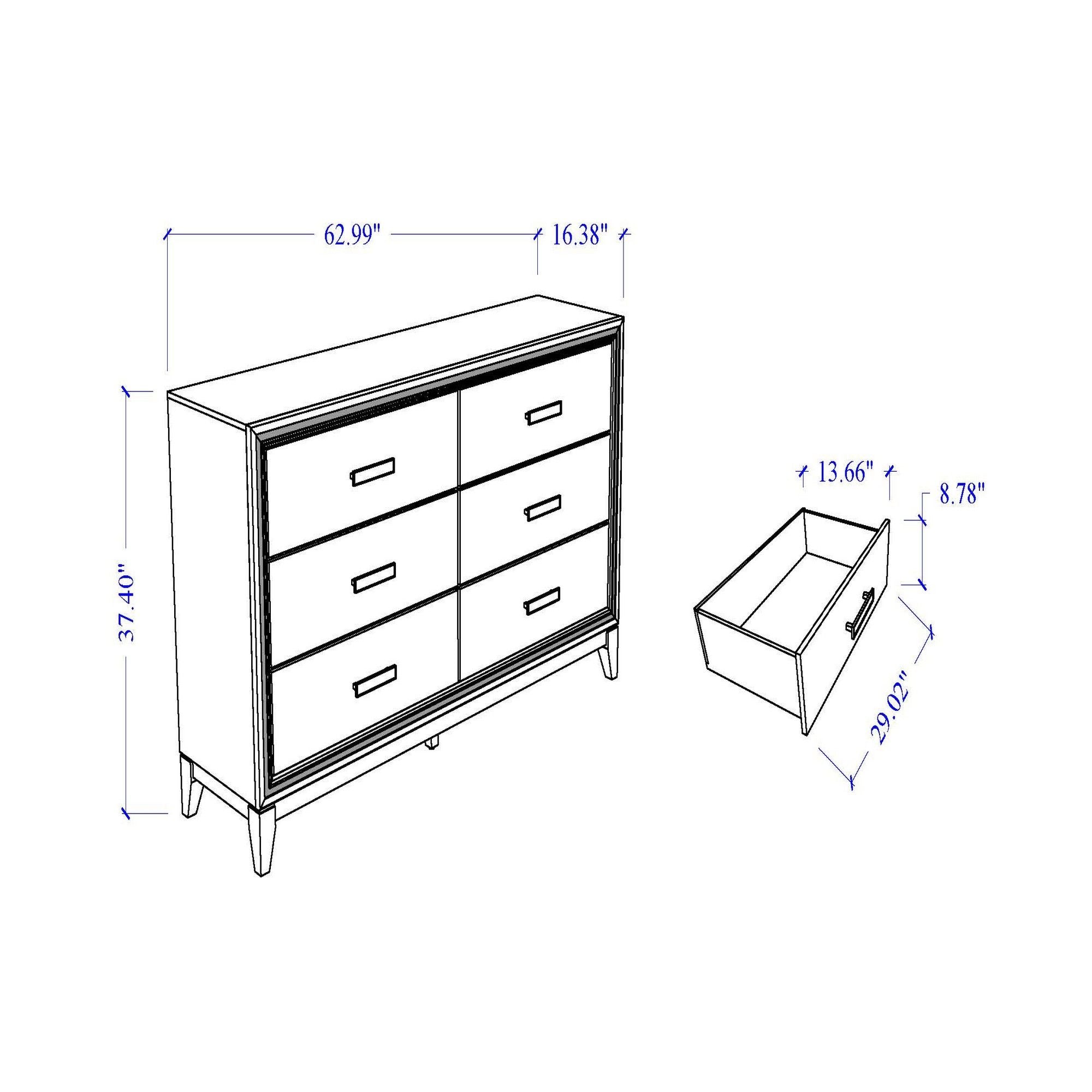 Almera - Glitter Dresser - White