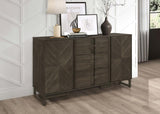 Kelly - 3-Drawer Storage Dining Sideboard Buffet - Dark Gray