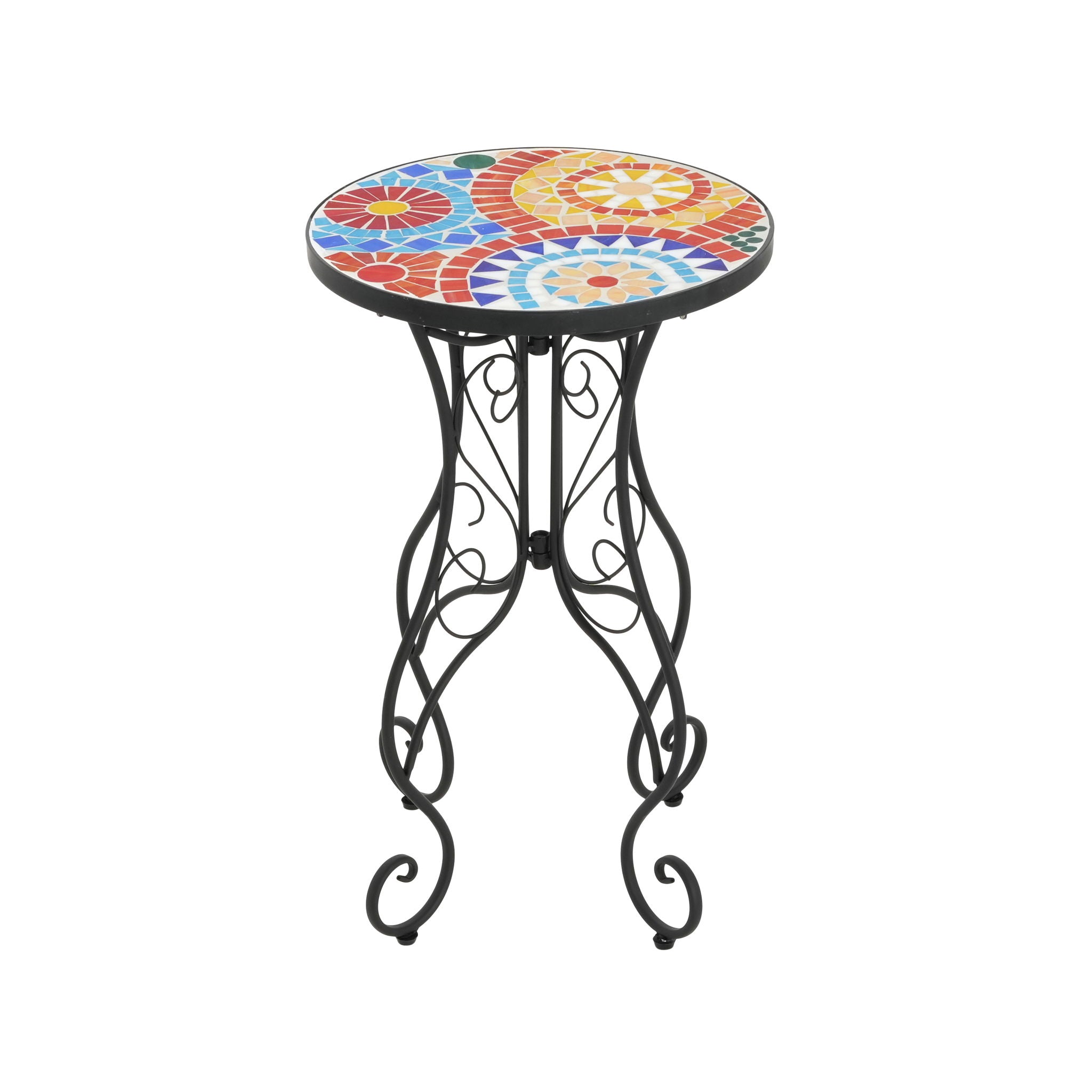 Colorful Outdoor Side Table With Ceramic Tile Top