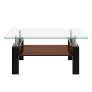Modern Rectangular Coffee Table With Tempered Glass Top Layer, Table For Living Room - Transparent