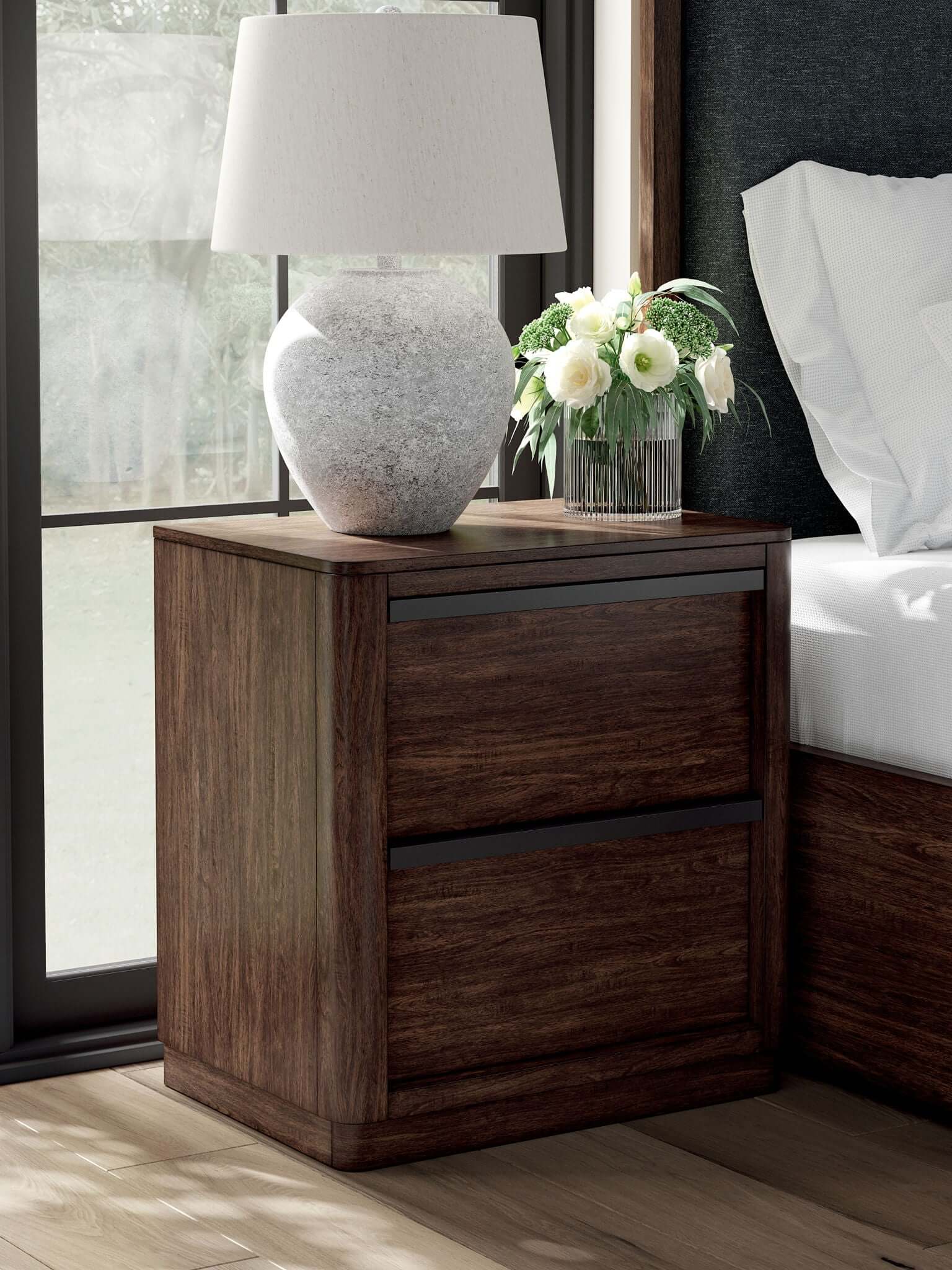 Dilenno - Two Drawer Night Stand - Dark Brown