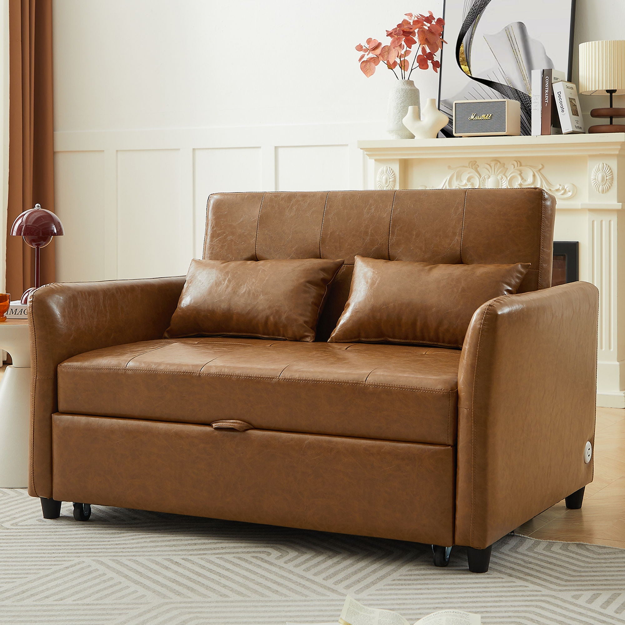 Convertible Sleeper Bed, Adjustable Oversized Armchair With 3 USB Ports