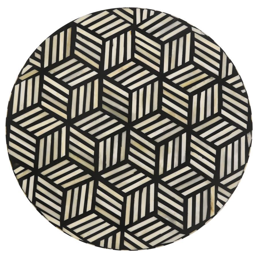 Coaster Fine Furniture Xenia - Round Bone Inlay Accent Side Table - White And Gold | Meri Furniture