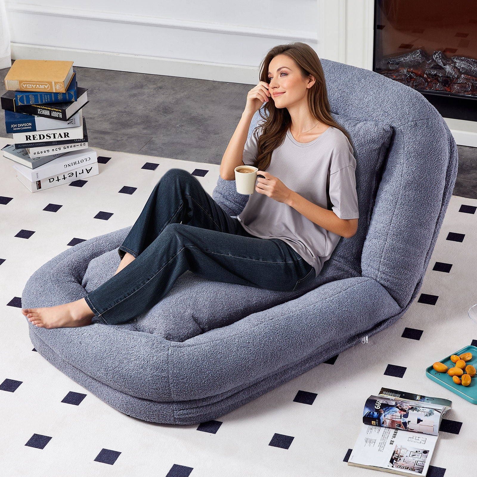 Contemporary Folding Sofa Chair With 5 Adjustable Positions For Gaming, Meditation, And Relaxation