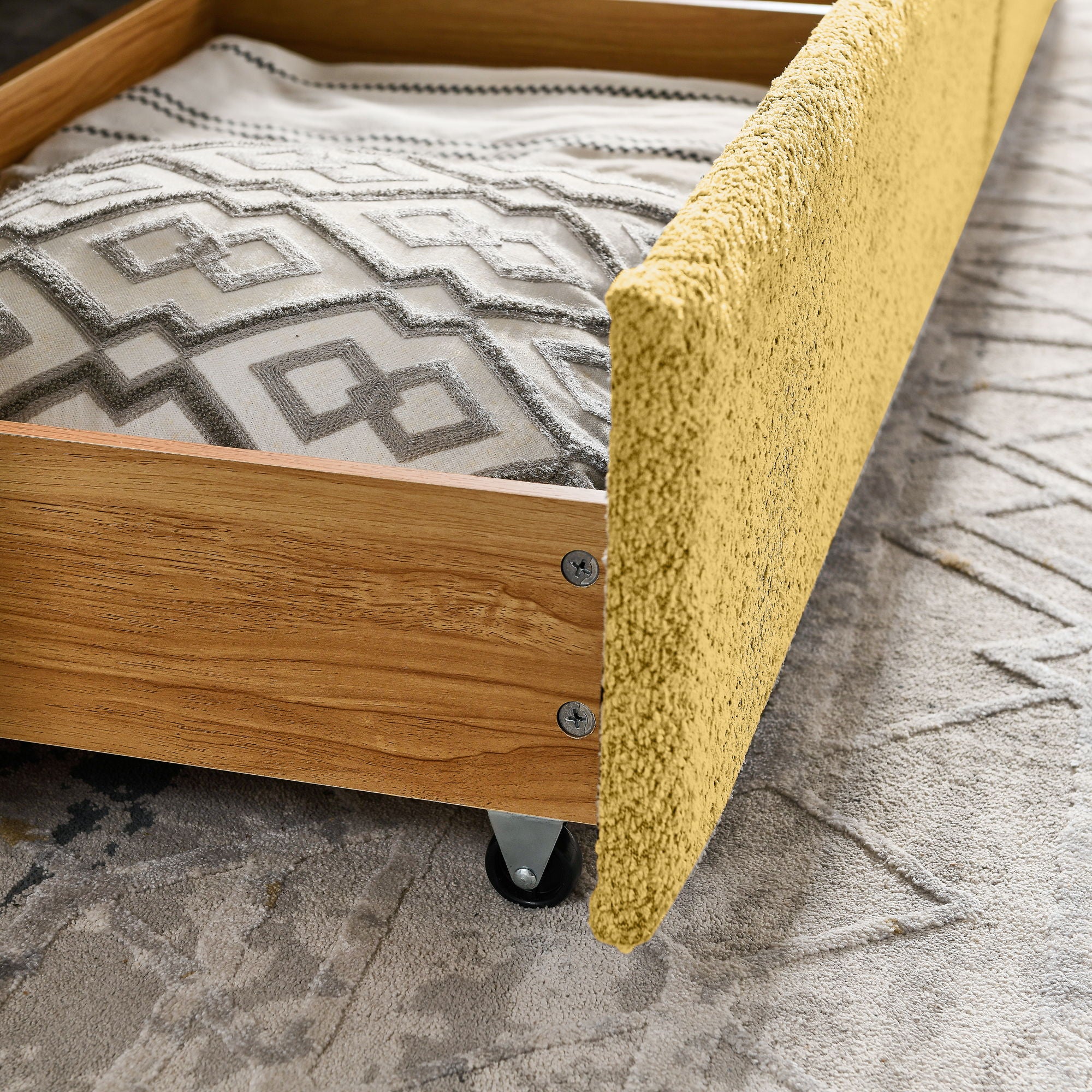 Upholstered Daybed & 2 Drawers