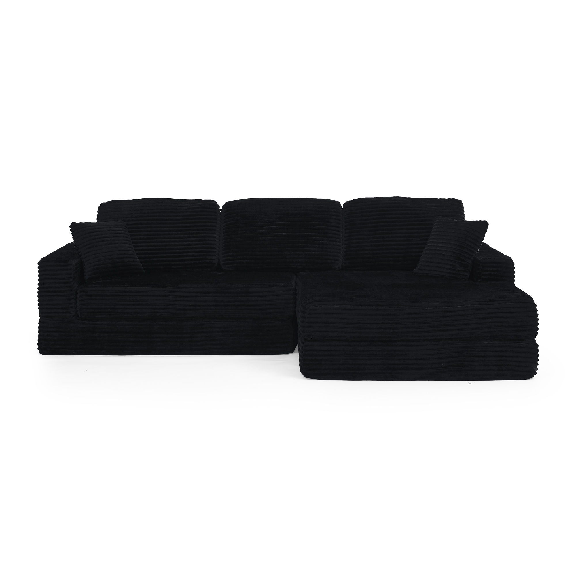 Modern Minimalist L Shape Modular Sectional Sofa, Corduroy Couch