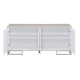 Panos - Console Cabinet - White Marble Print & Chrome