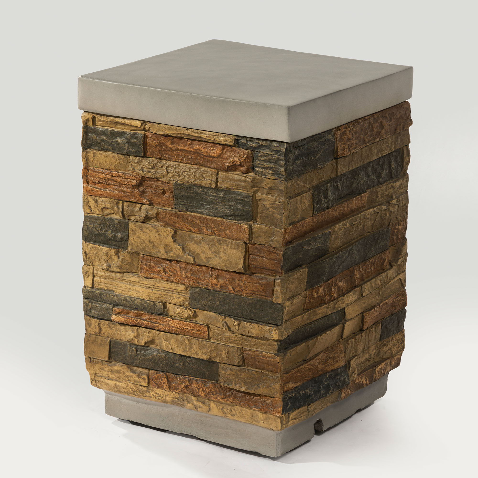 Outdoor Propane Tank Holder Fire Pit Cover Side Table Lightweight Concrete - Sandstone