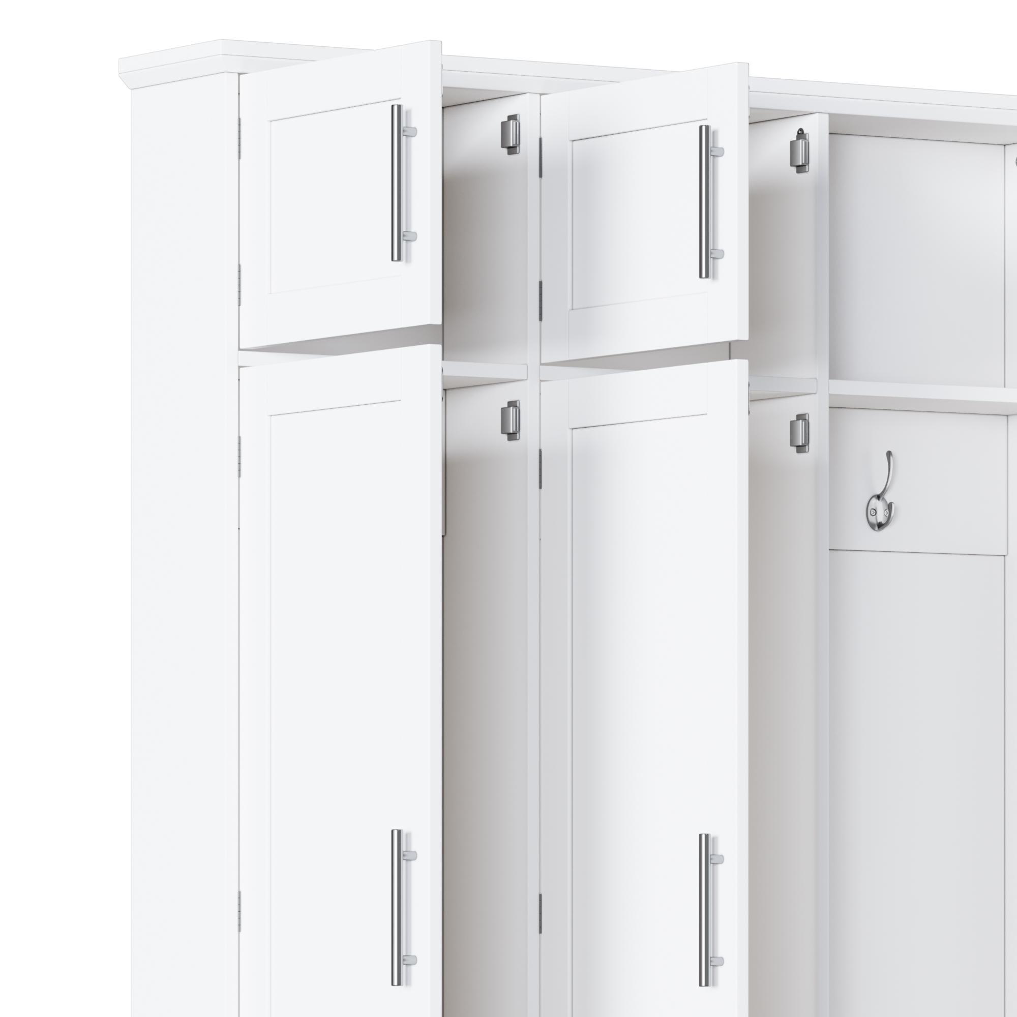 Farmhouse Hall Tree With 4 Hidden Hanging Hooks And 8 Doors