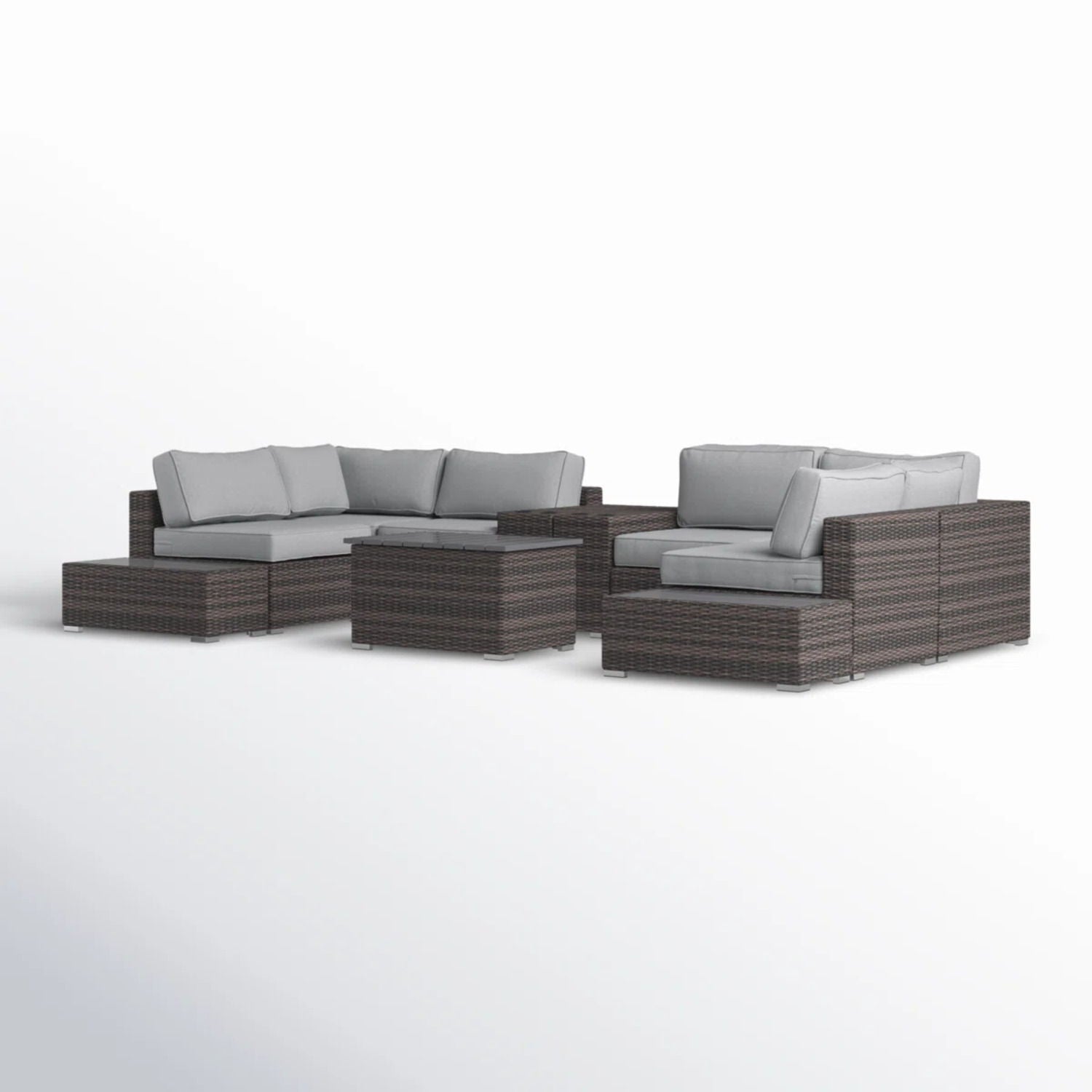 Wicker Sectional Seating Group With Plush Cushions