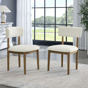 Darla Set of 2 Walnut Oak Dining Side Chairs with Beige Sherpa Fabric