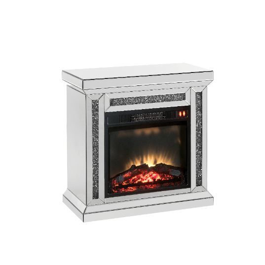 ACME Noralie - Fireplace - Mirrored & Faux Diamonds - 29" | Meri Furniture