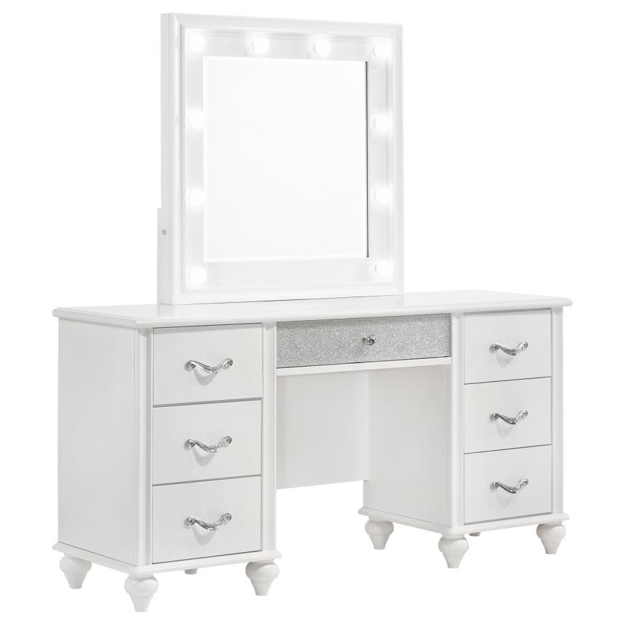 Coaster Fine Furniture Barzini - 7-Drawer Vanity Set With Lighting - White | Meri Furniture