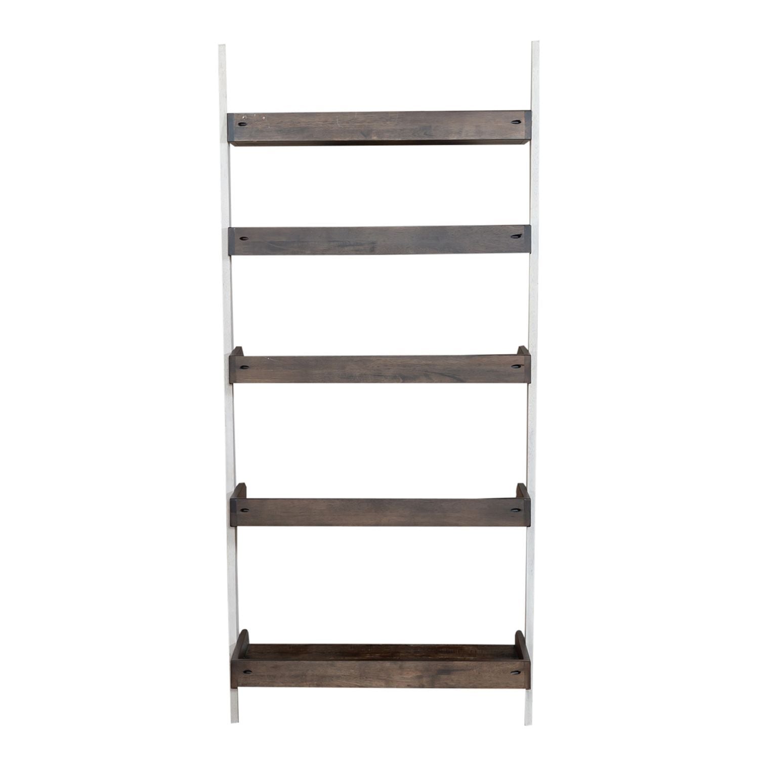 Farmhouse - Leaning Bookcase - Two Tone White / Wood Tone