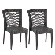 Outdoor Dining Chairs, Stackable Chairs With UV Resistant Frame (Set of 2) - Brown Multi