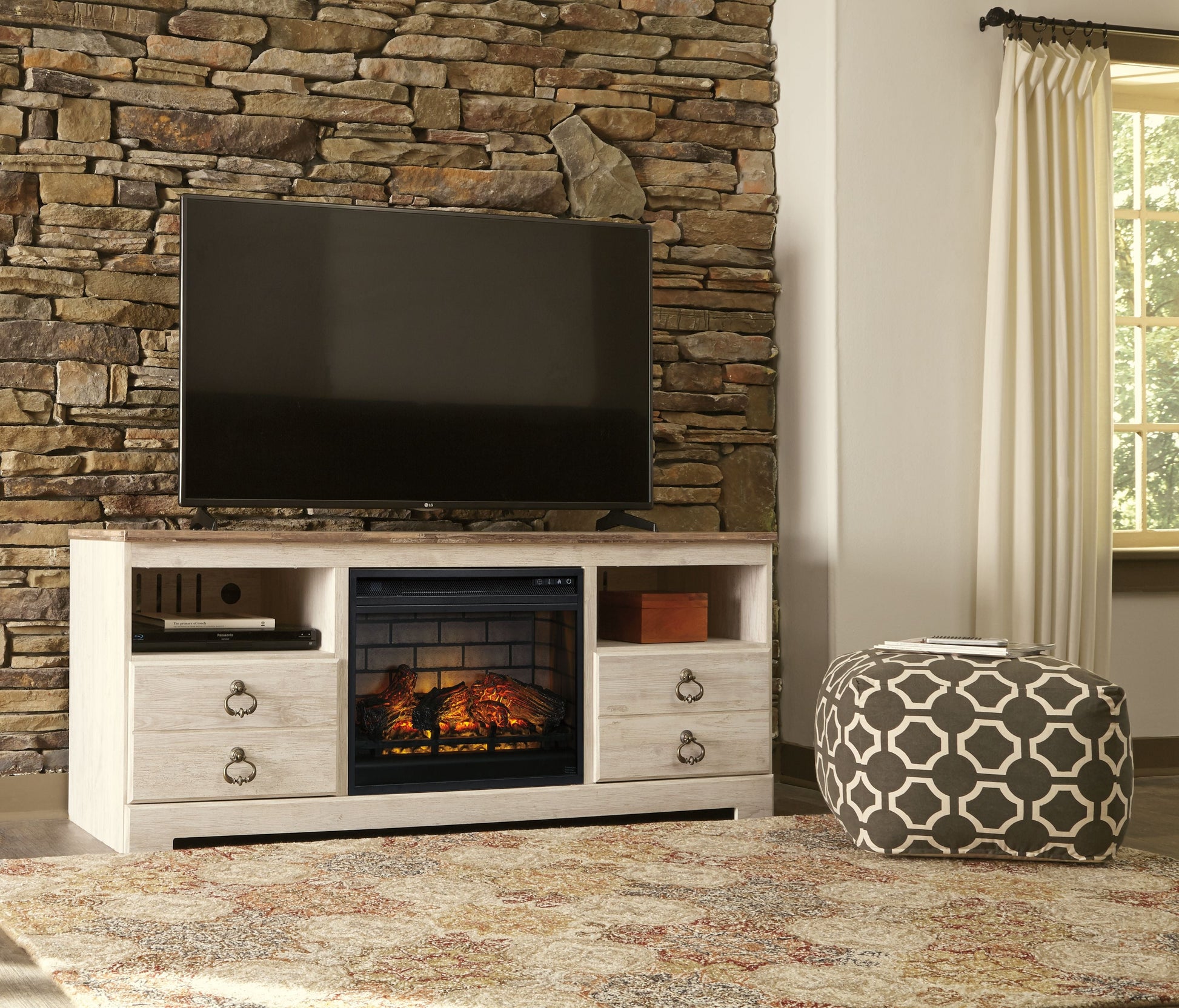Ashley Furniture Willowton - TV Stand With Fireplace Option | Meri Furniture