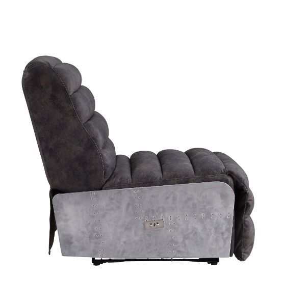 Okzuil - Power Motion Recliner - Two Tone Gray Top Grain Leather & Aluminum