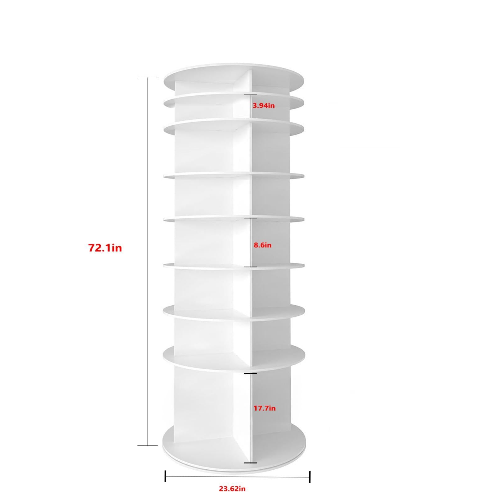 8 Tier Rotating Shoe Rack Tower, 360 Degree Spinning Shoe Organizer And Storage Carousel For Closet Or Entryway - White