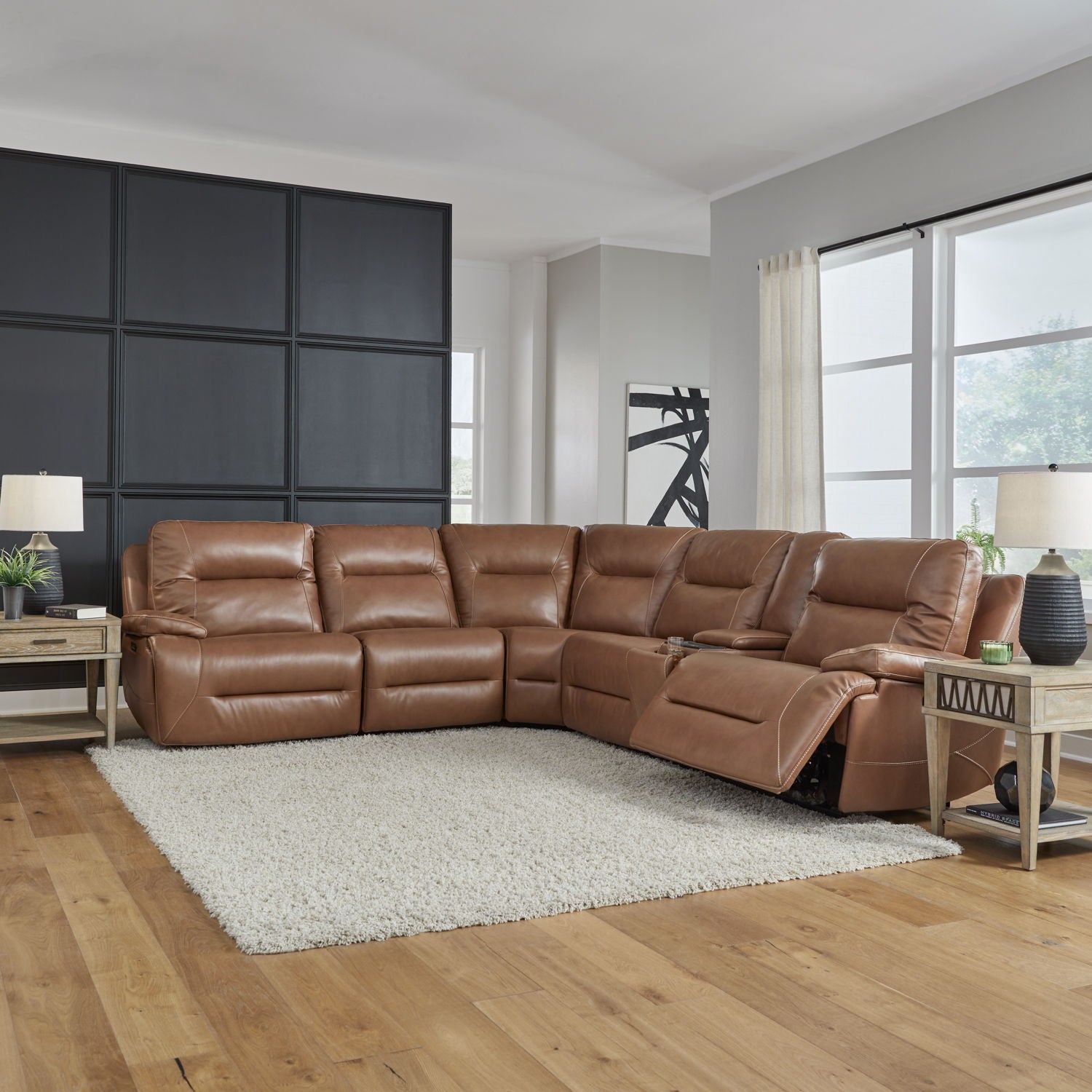 Liberty Furniture Cameron - 6 Piece Sectional - Dakota Saddle Leather | Meri Furniture