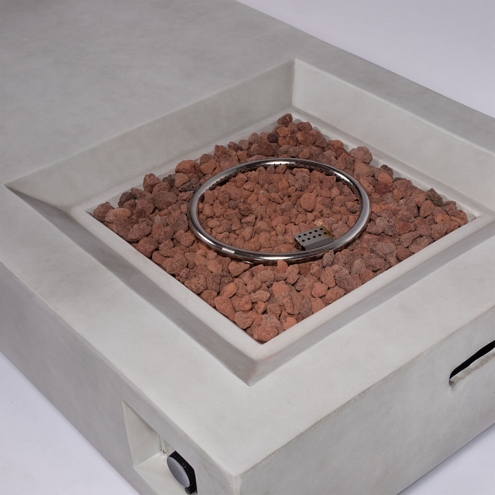 Propane Gas Fire Pit Table, 50000 Btu Rectangular Concrete Fire Pit For Outside Patio Deck Garden Backyard - Light Gray