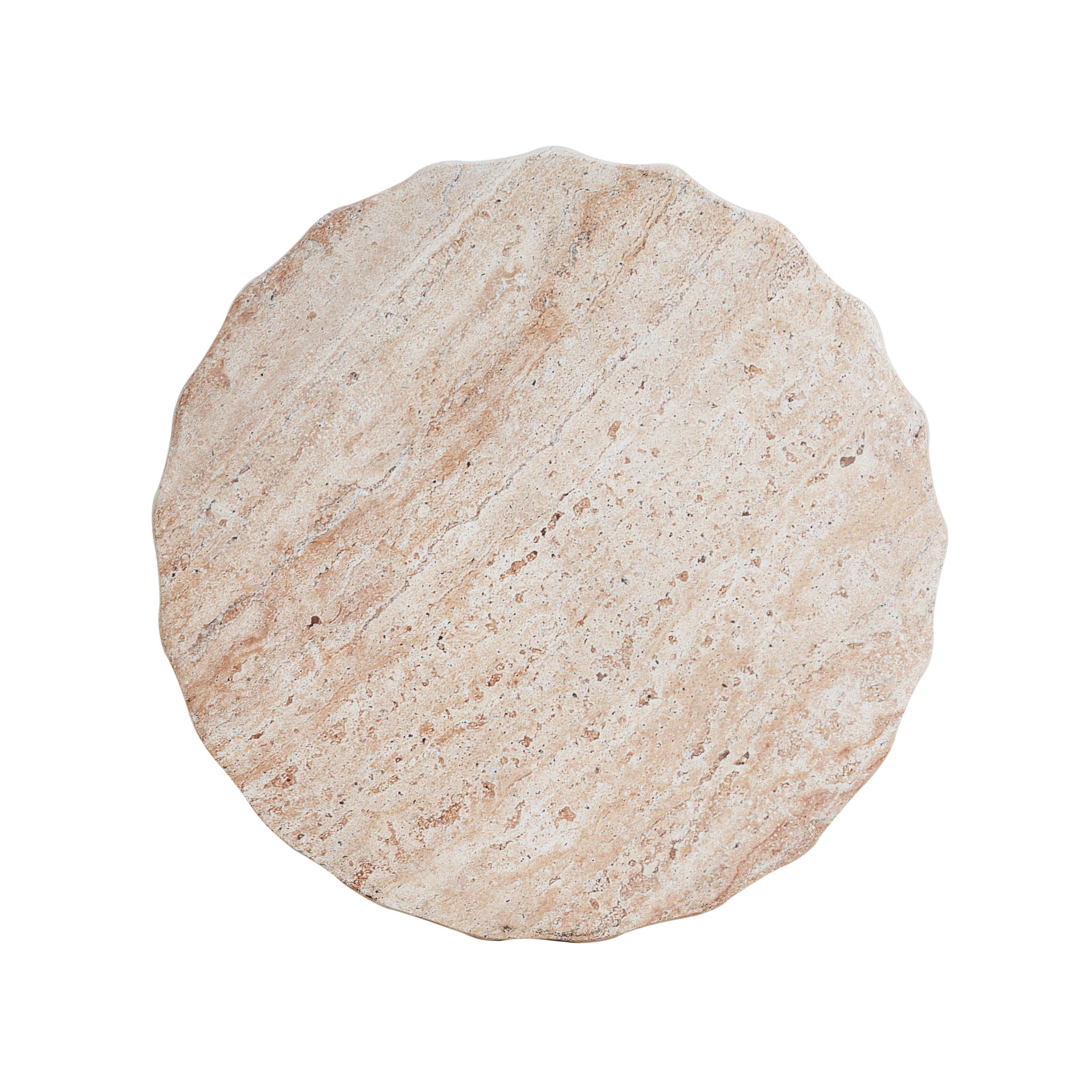 Outdoor / Indoor Lightweight Concrete Side Table, Cylinder Travertine Finish Accent Table - Beige