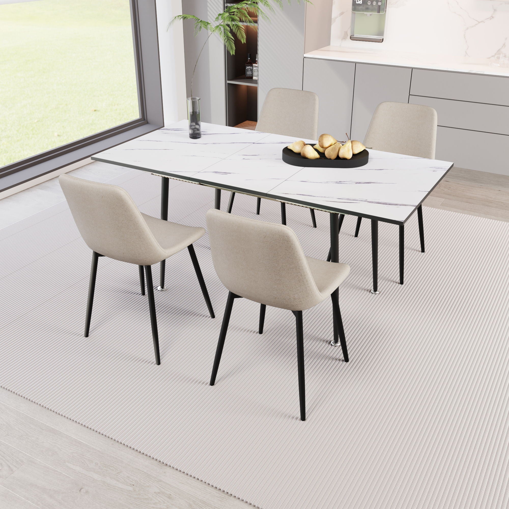 Modern Extendable Dining Table And Chair Set