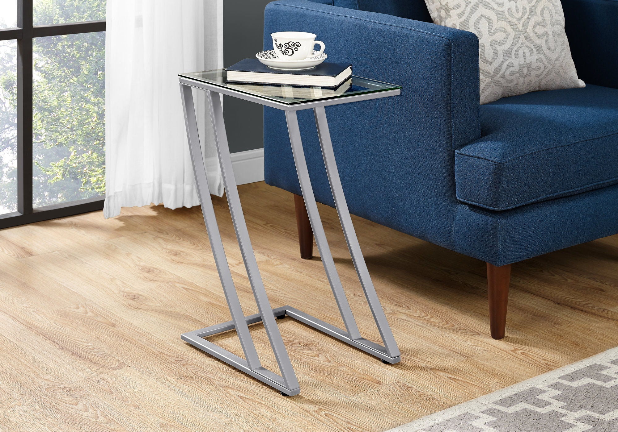 Accent Table, C - Shaped, Sturdy Construction, Contemporary & Modern