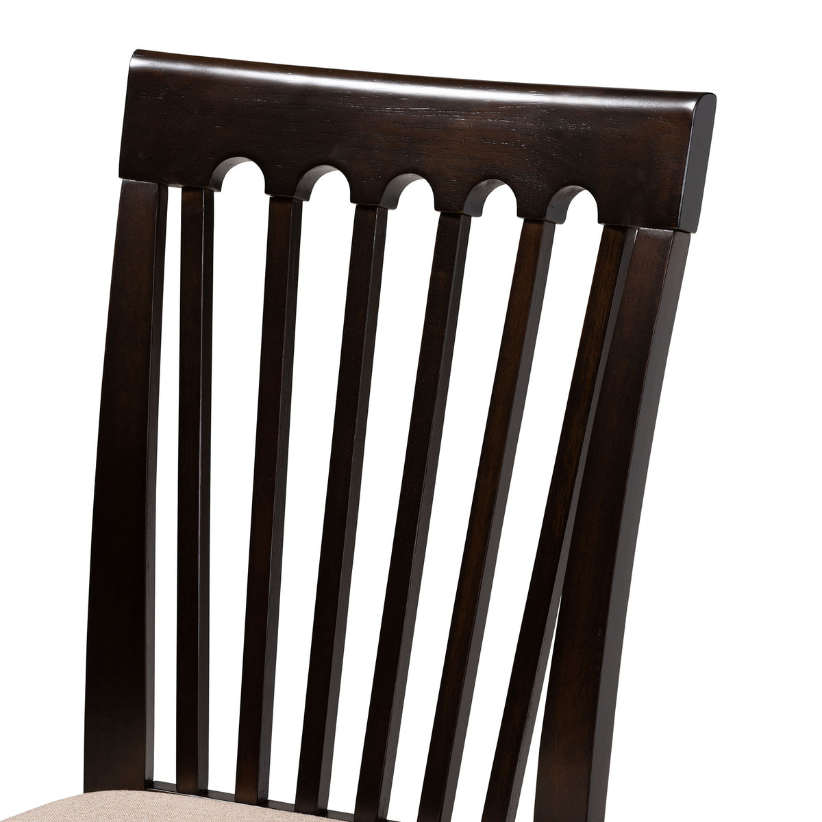 Minette Modern and contemporary Sand Fabric Upholstered and Dark Brown Finished Wood 6-Piece Dining Set