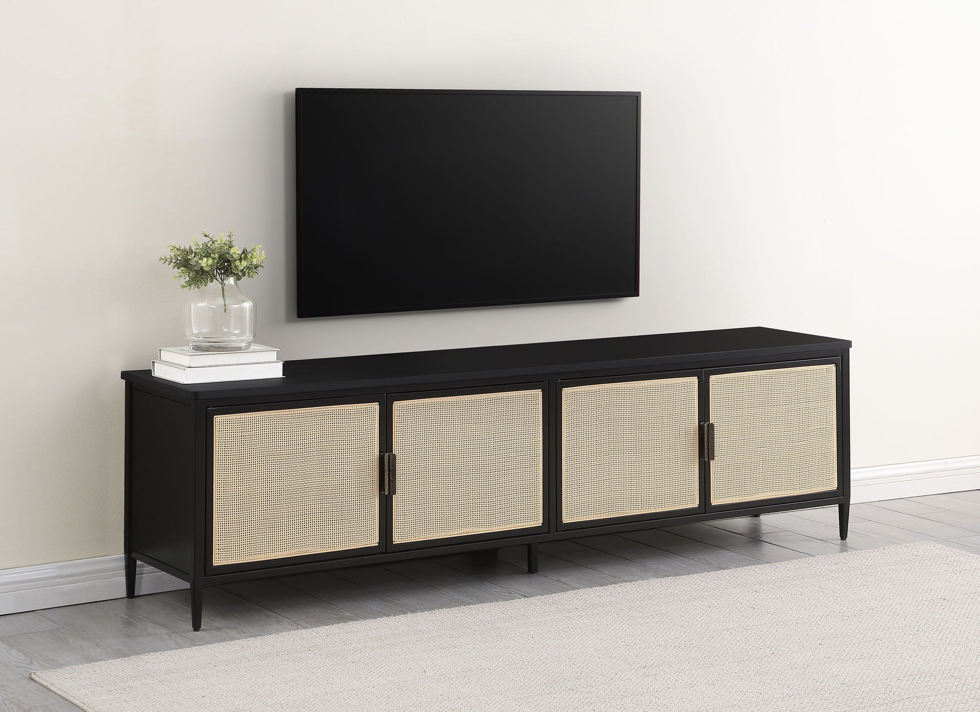 Coaster Fine Furniture Amherst - 4-Door 78" Metal TV Stand Media Console - Black | Meri Furniture