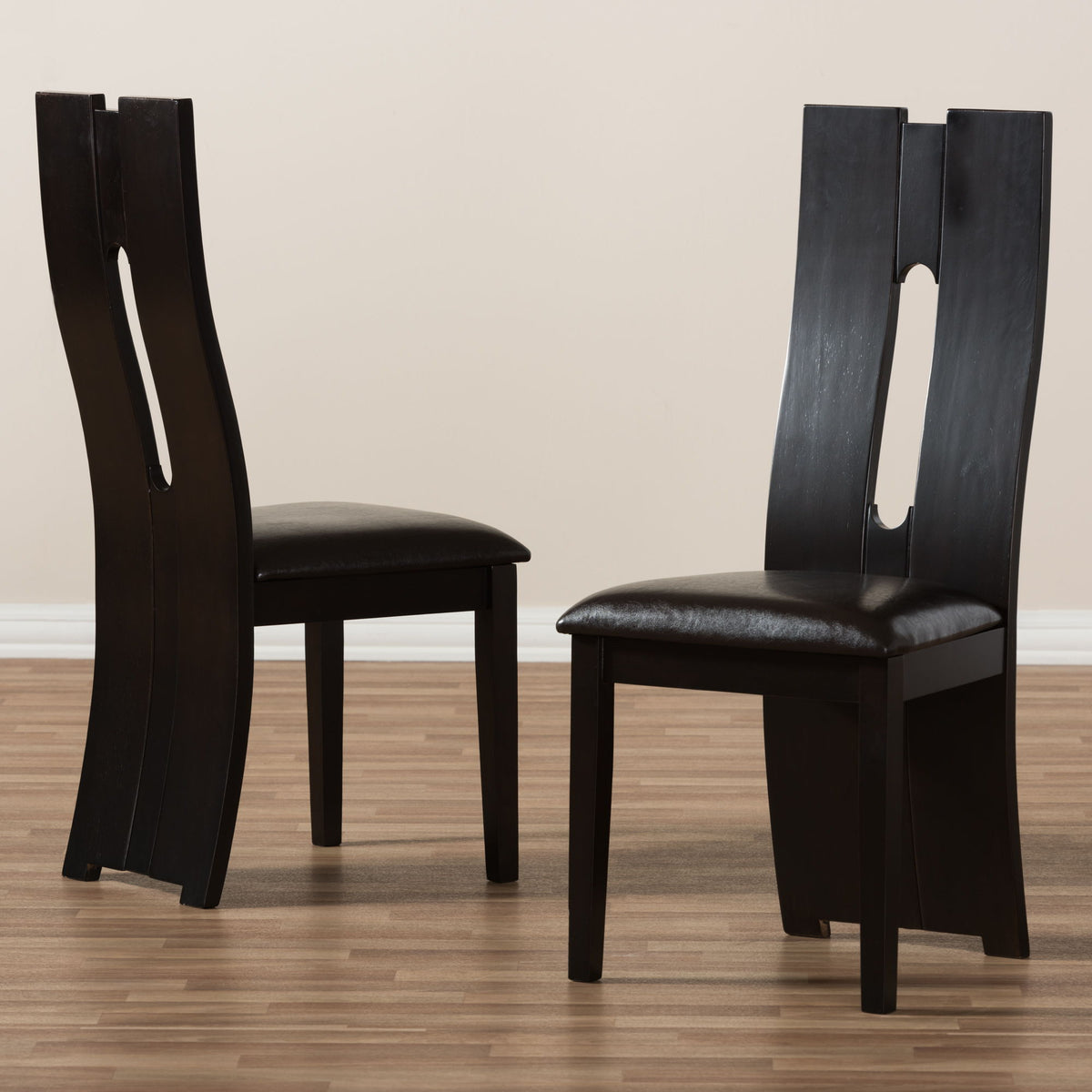 Alani Modern and Contemporary Dark Brown Faux Leather Upholstered Dining Chair (Set of 2)