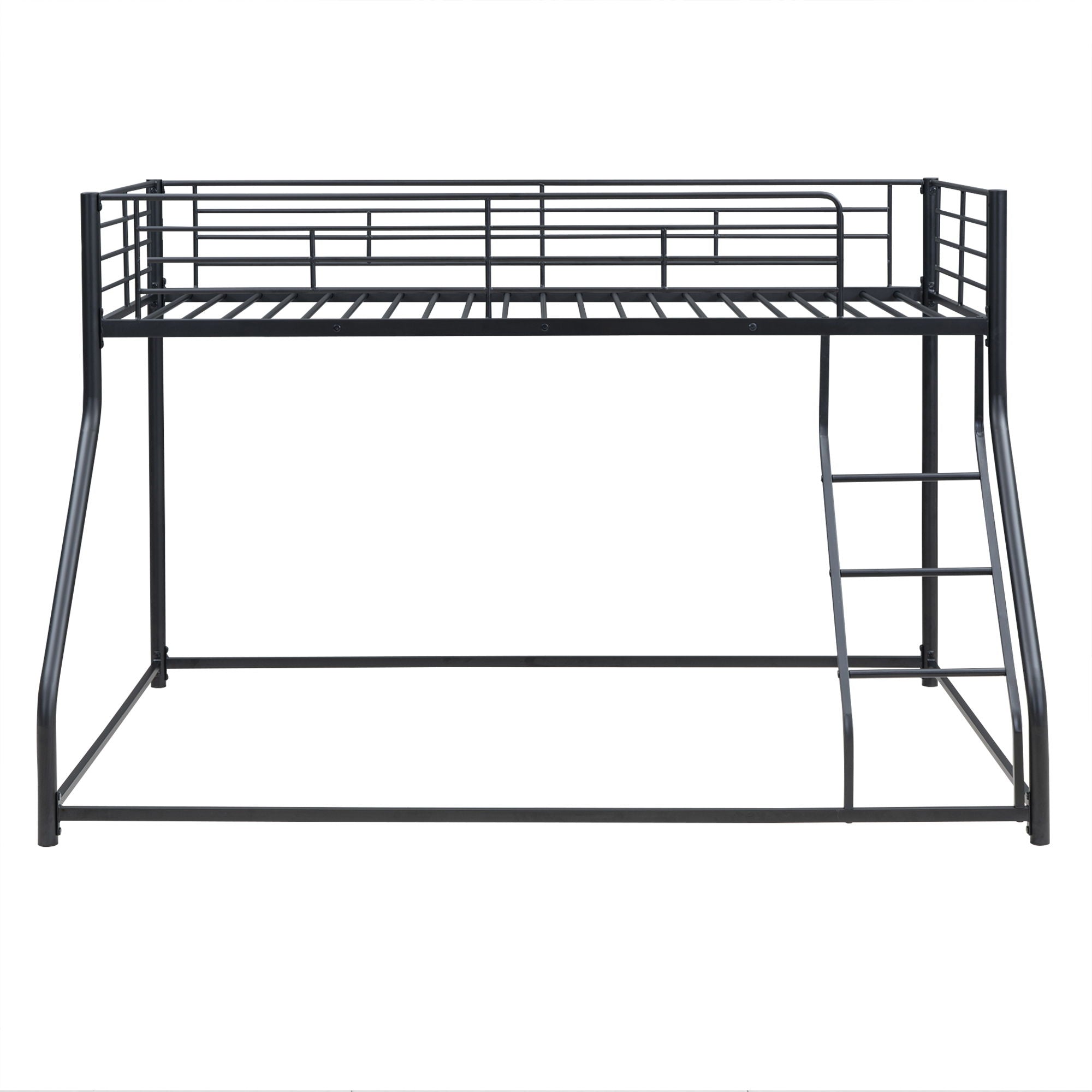 Metal Floor Bunk Bed With Sloped Ladder, Space Saving Design