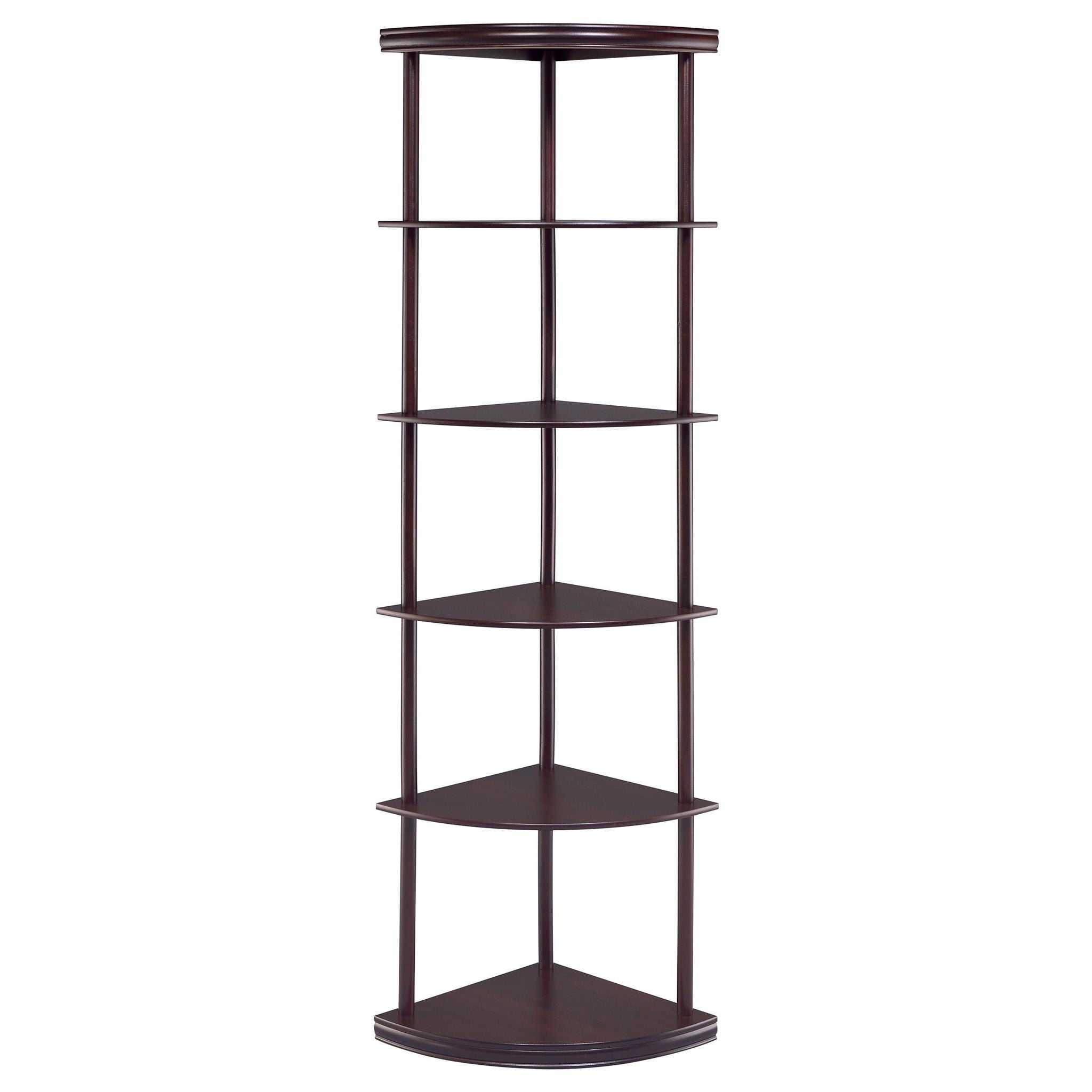 Bonwick 72-inch 5-shelf Corner Bookshelf Cappuccino